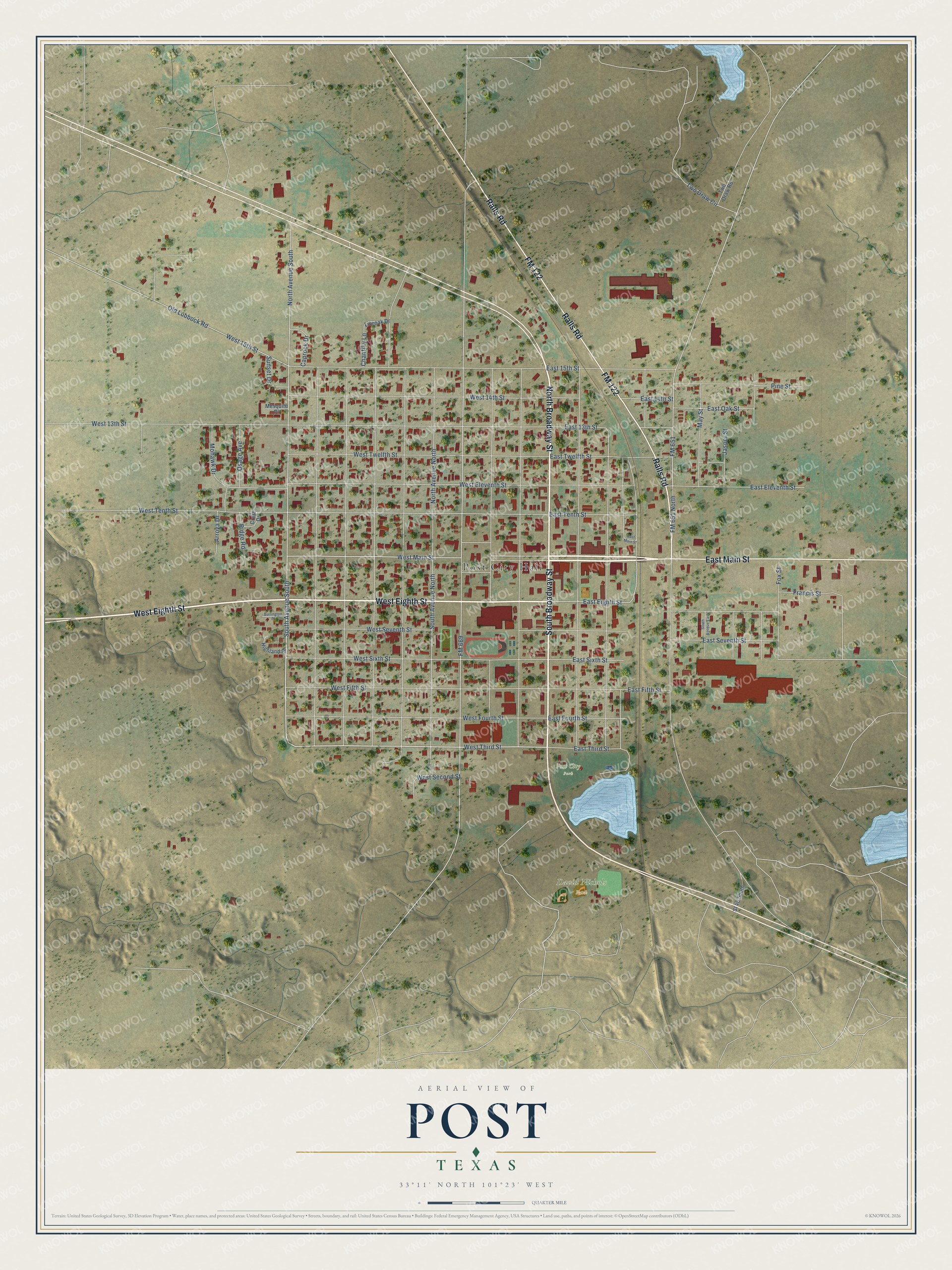 Watermarked full-map preview of Post, Texas