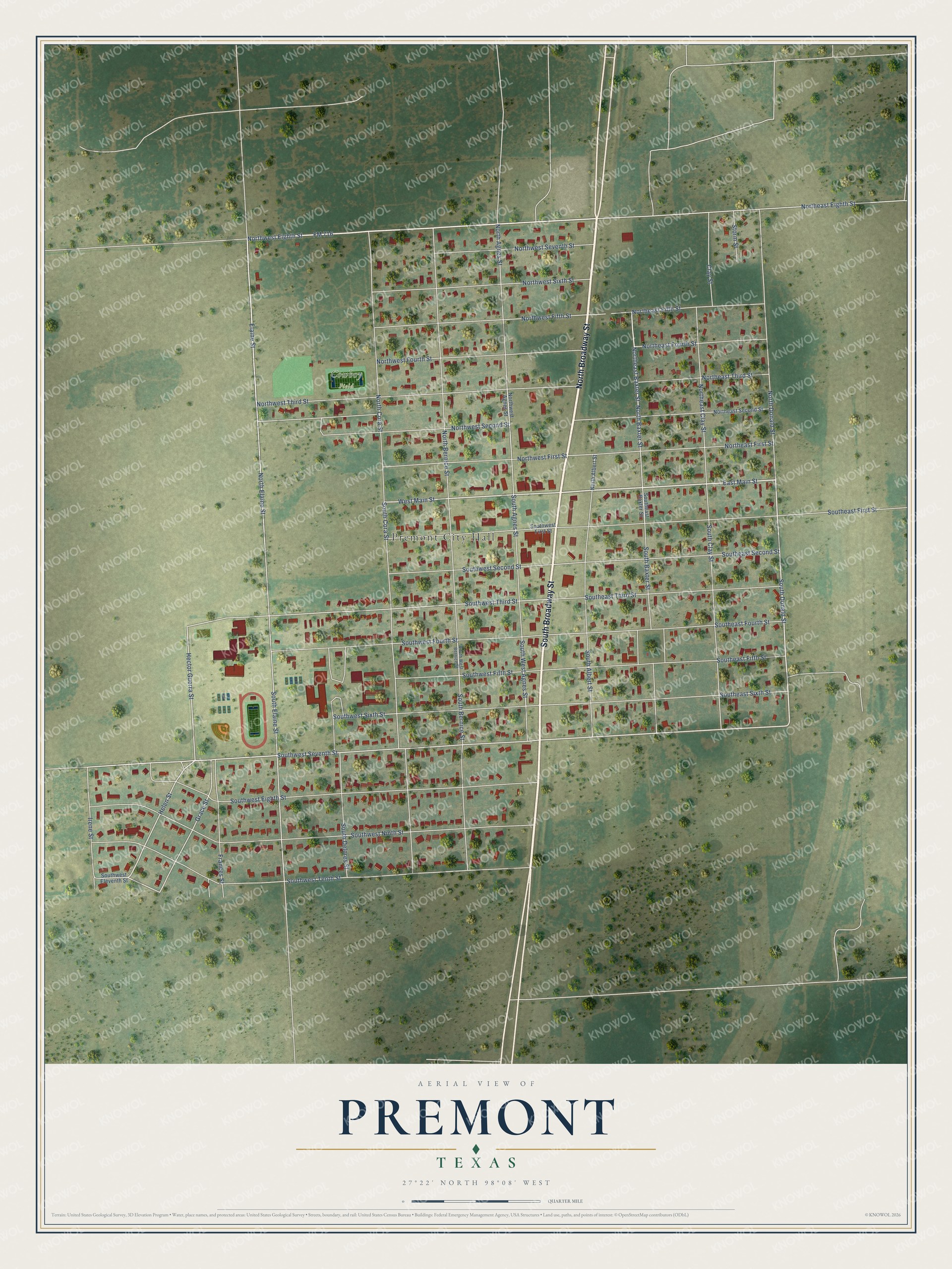 Watermarked full-map preview of Premont, Texas