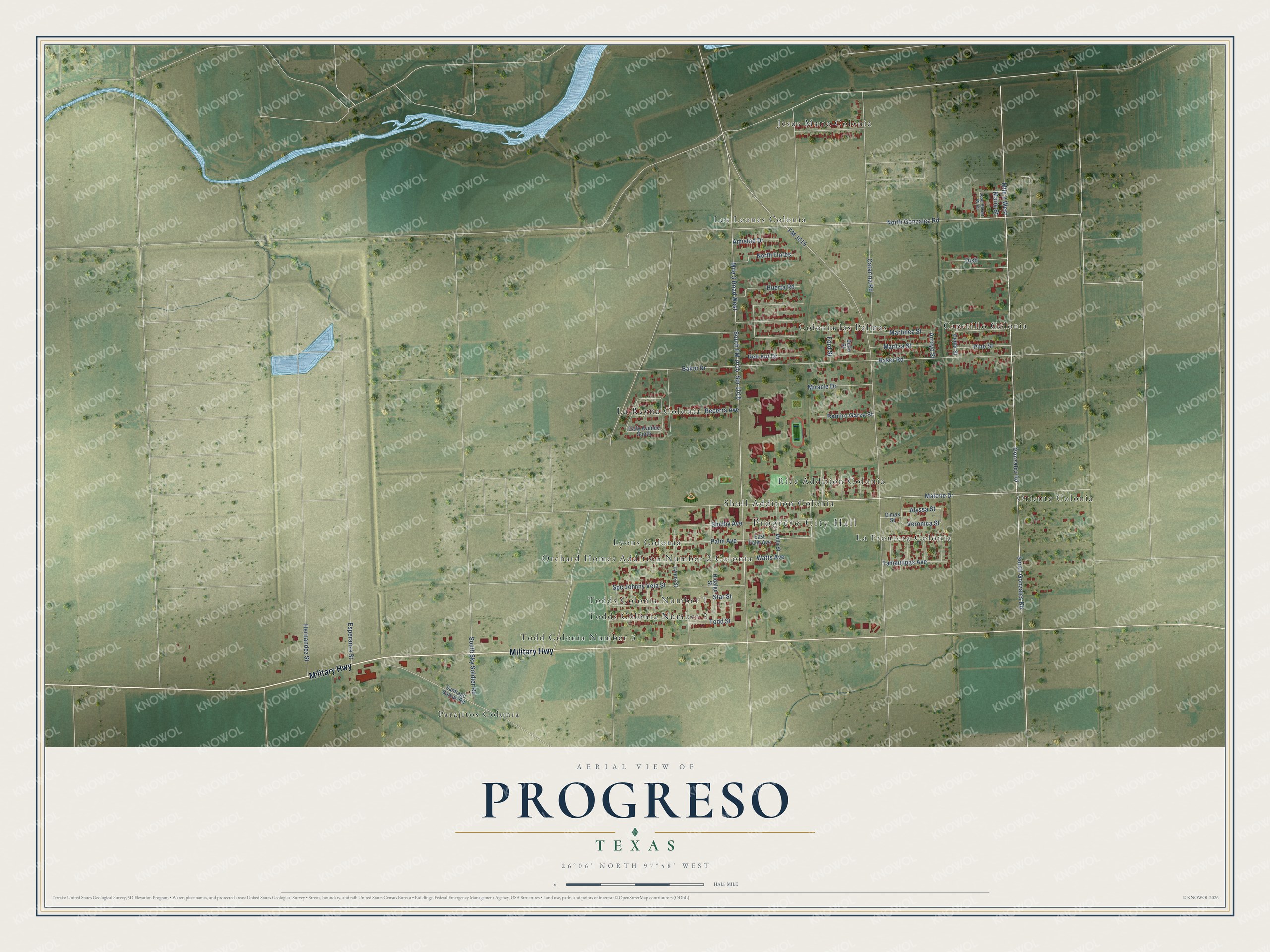 Watermarked full-map preview of Progreso, Texas