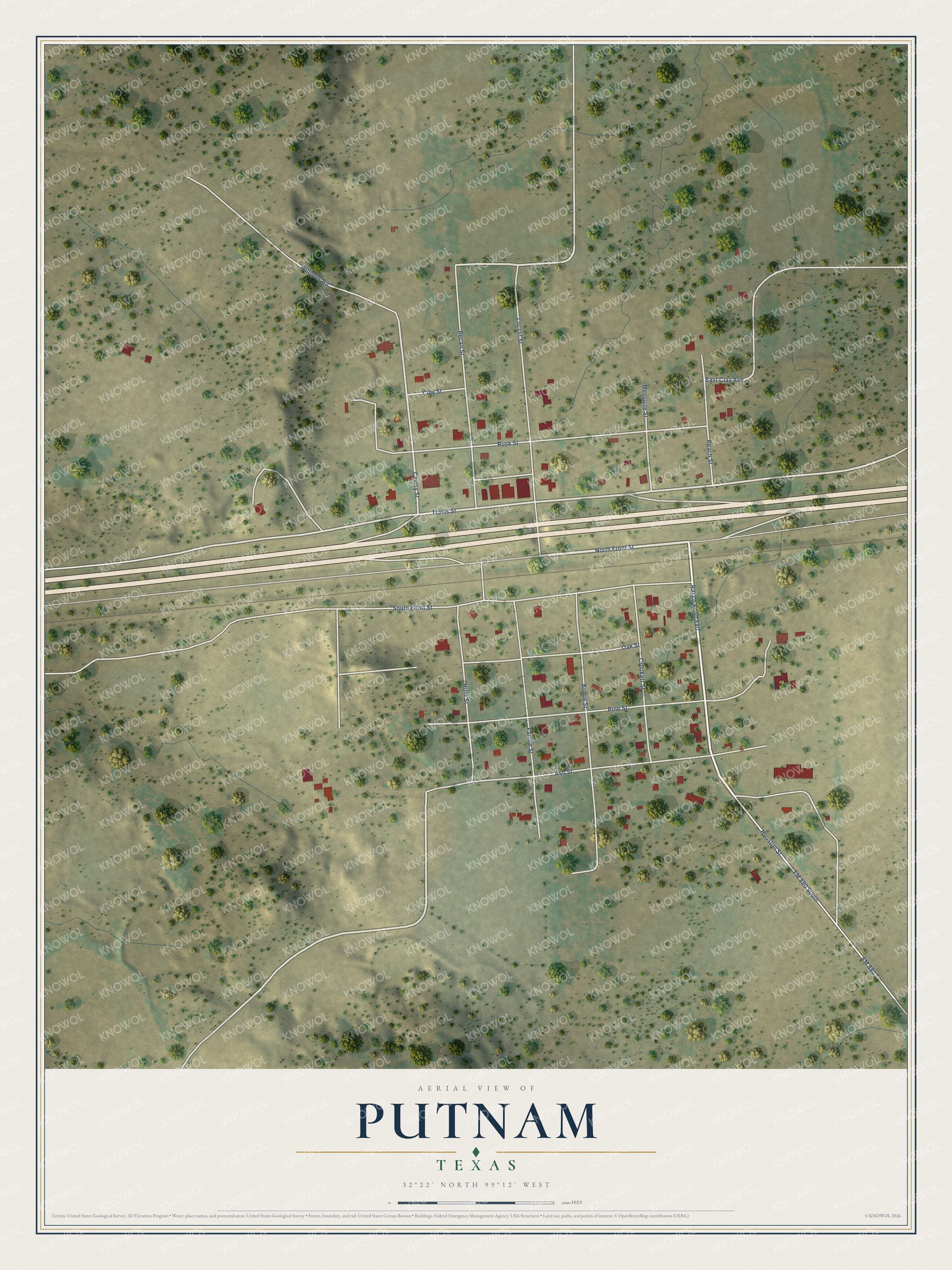 Watermarked full-map preview of Putnam, Texas