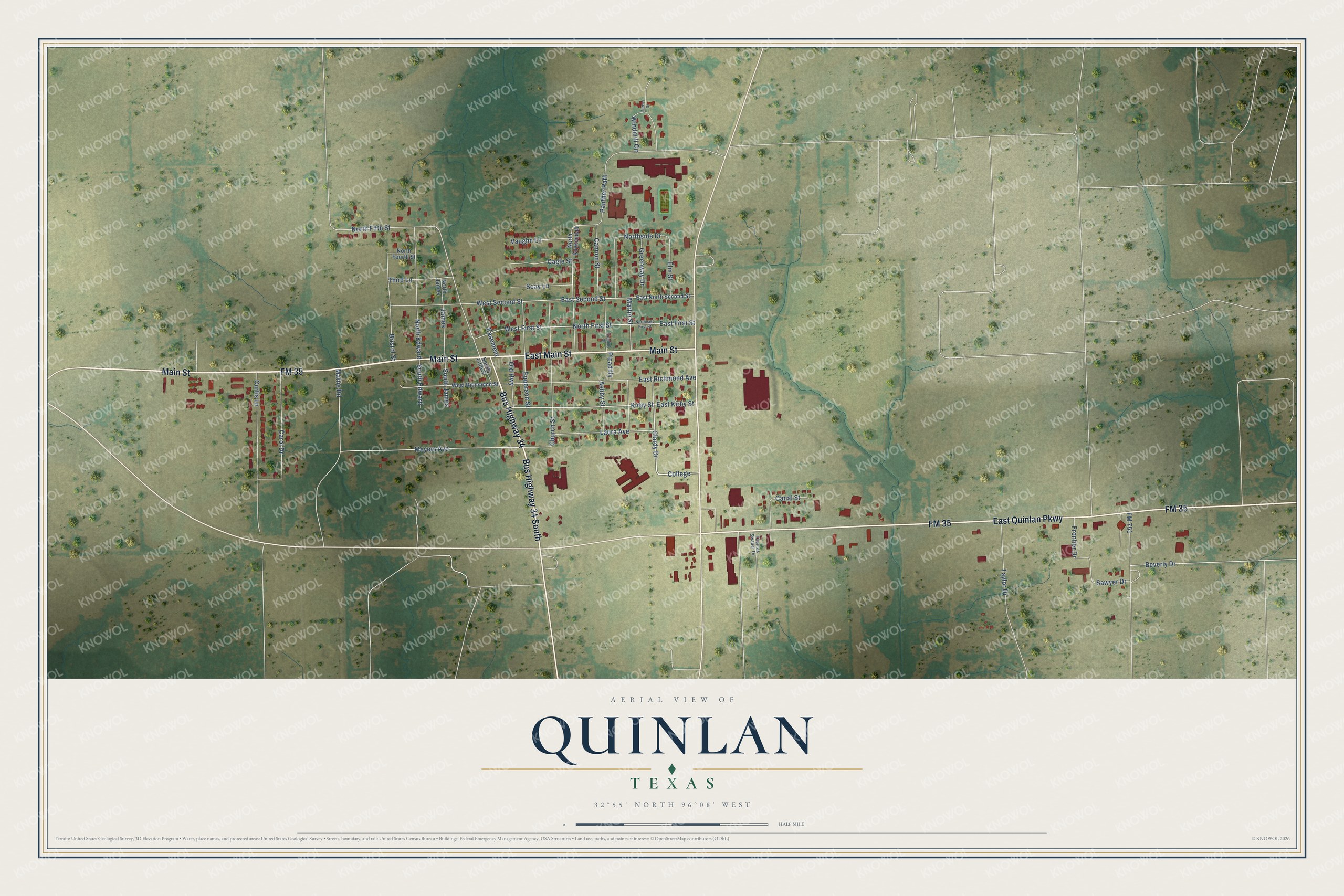 Watermarked full-map preview of Quinlan, Texas