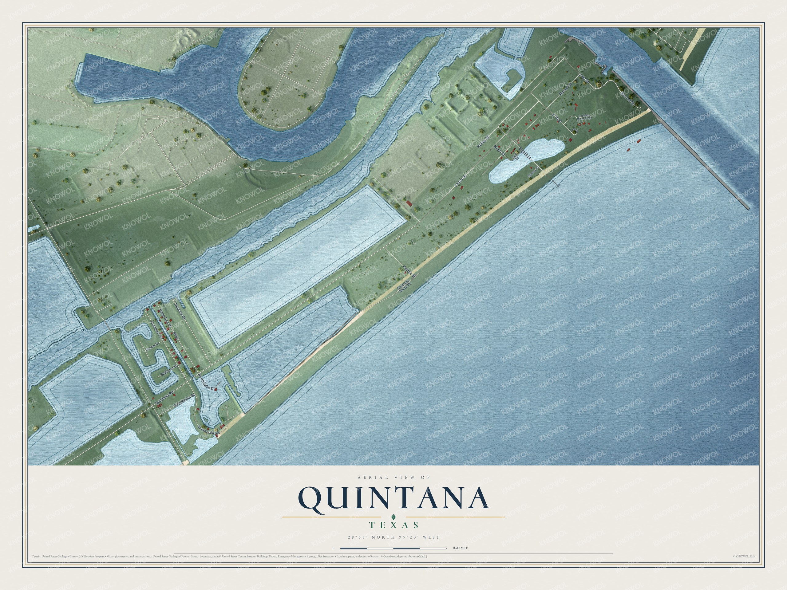 Watermarked full-map preview of Quintana, Texas