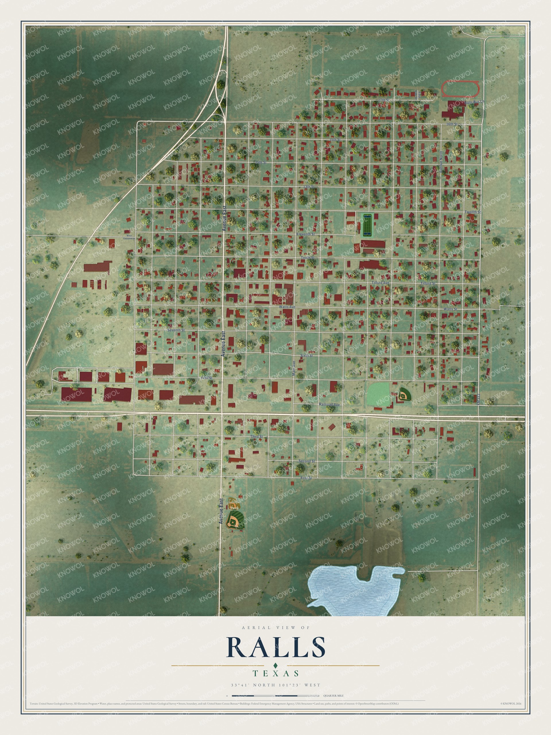 Watermarked full-map preview of Ralls, Texas