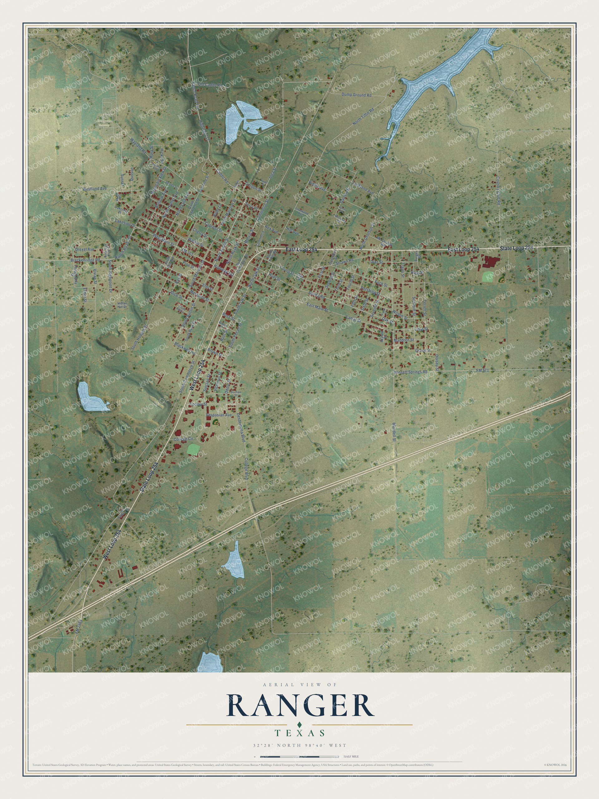 Watermarked full-map preview of Ranger, Texas