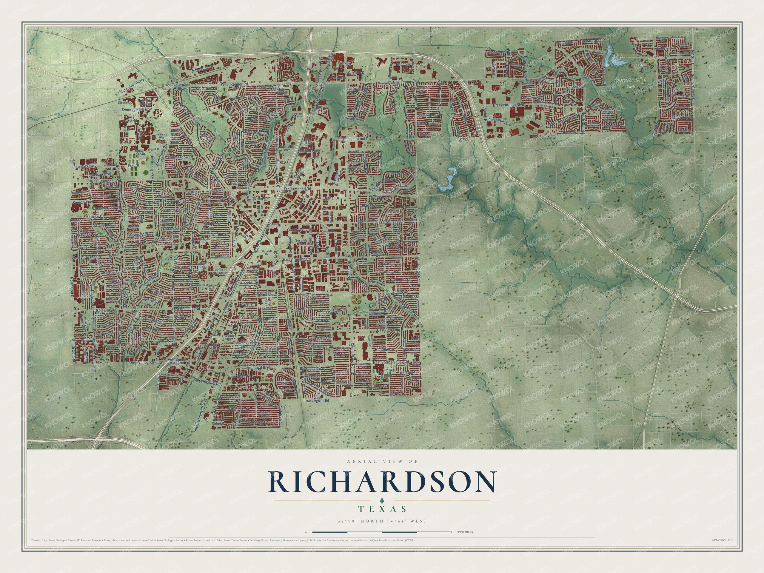 Watermarked full-map preview of Richardson, Texas