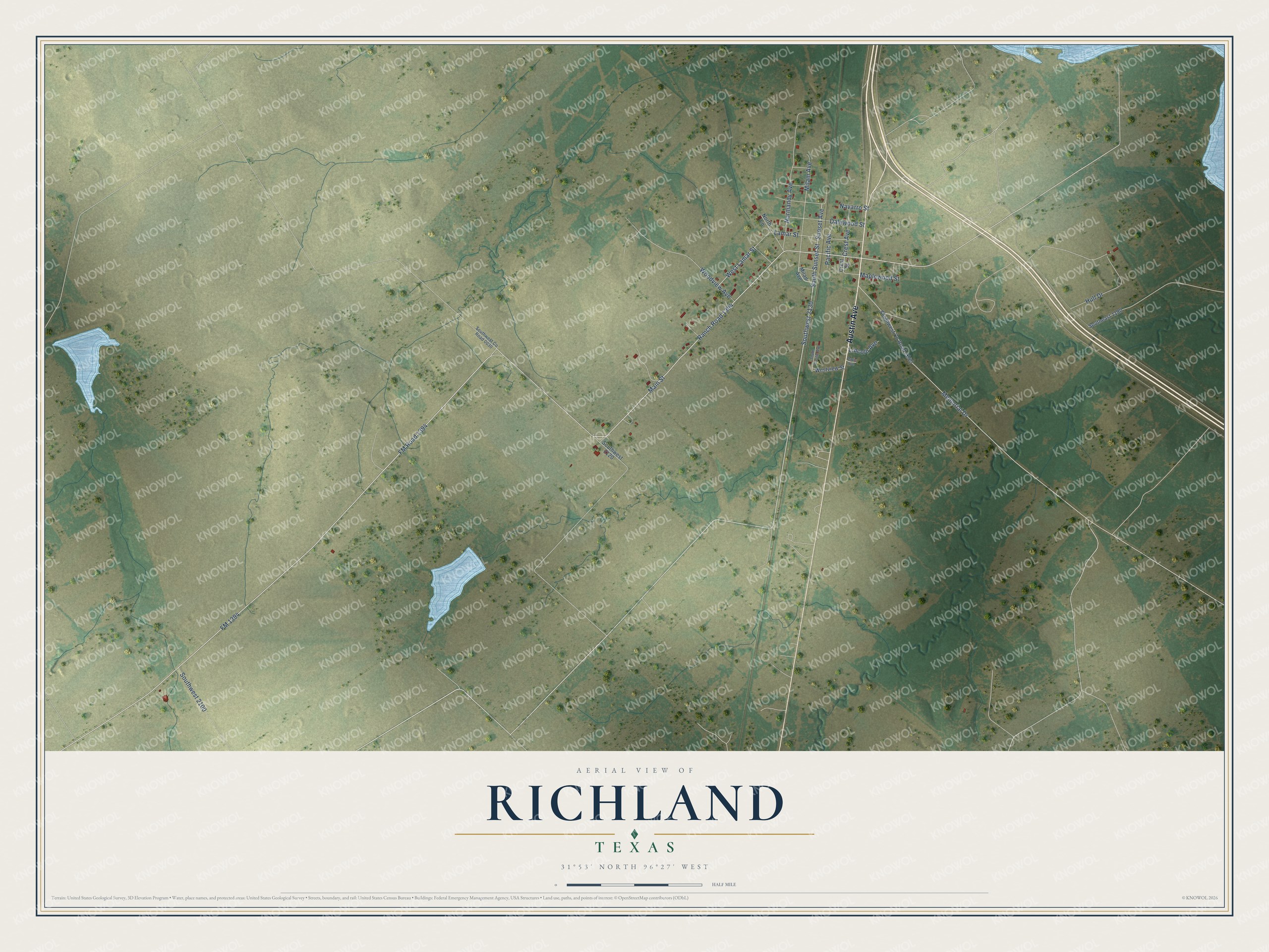 Watermarked full-map preview of Richland, Texas