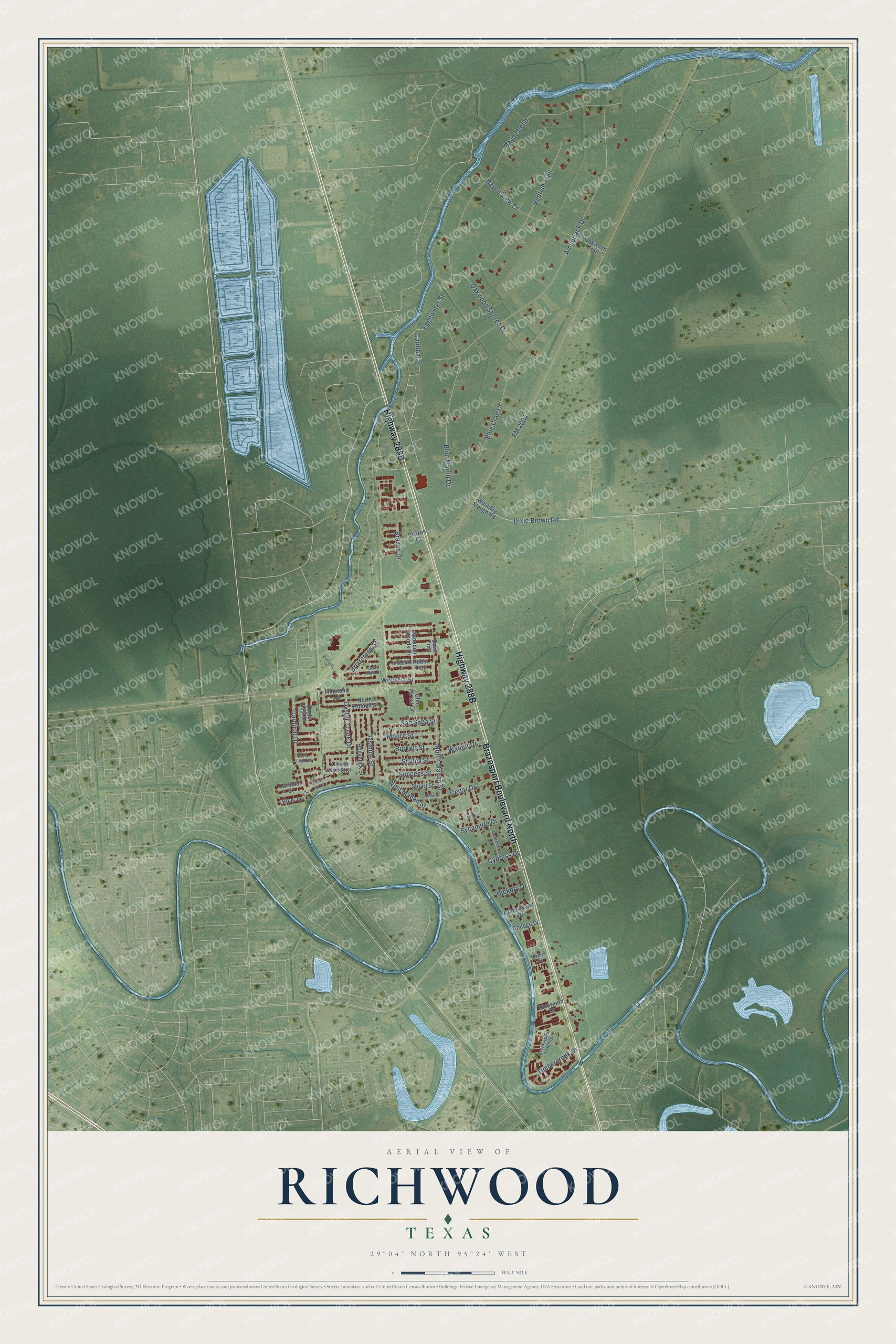 Watermarked full-map preview of Richwood, Texas