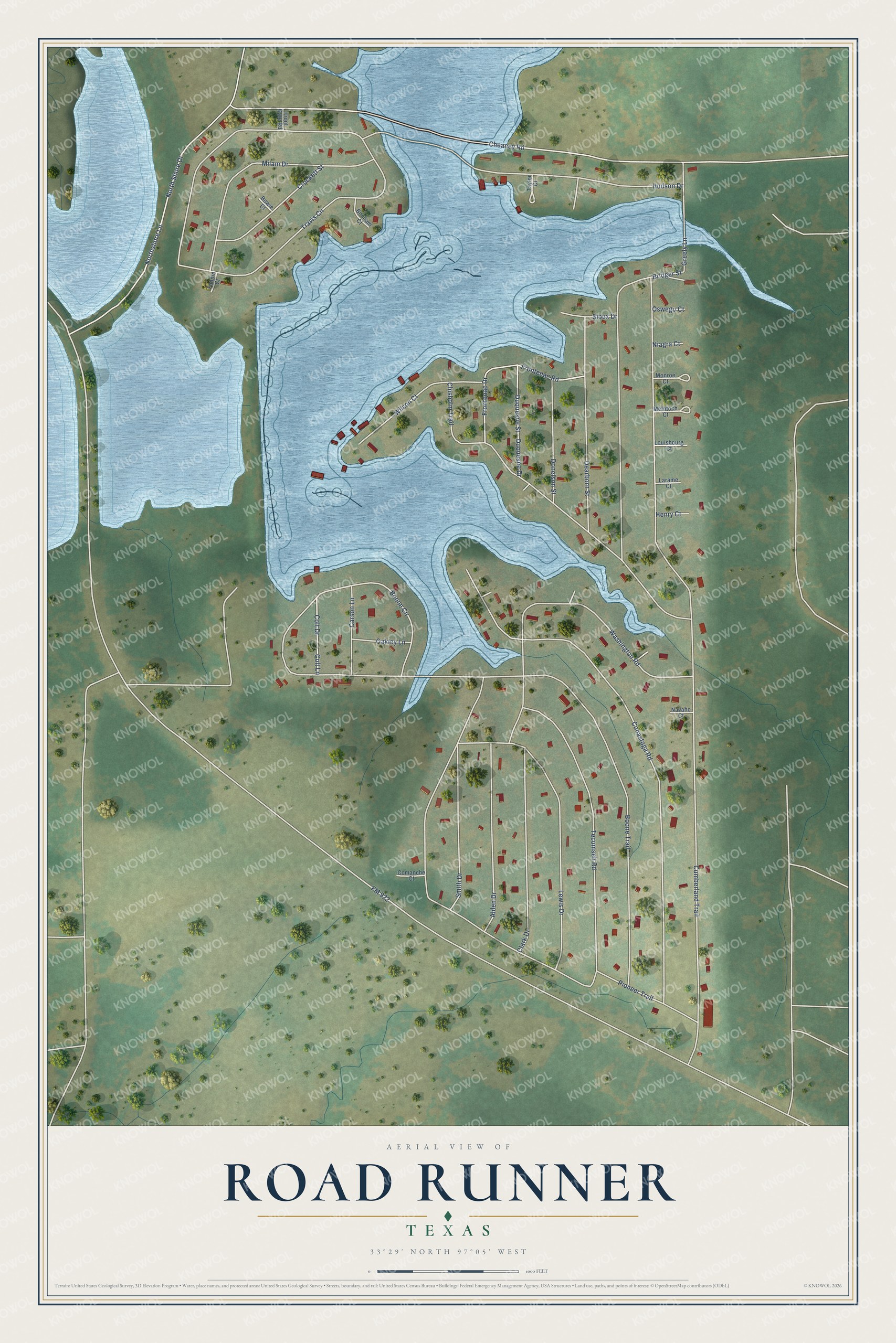 Watermarked full-map preview of Road Runner, Texas