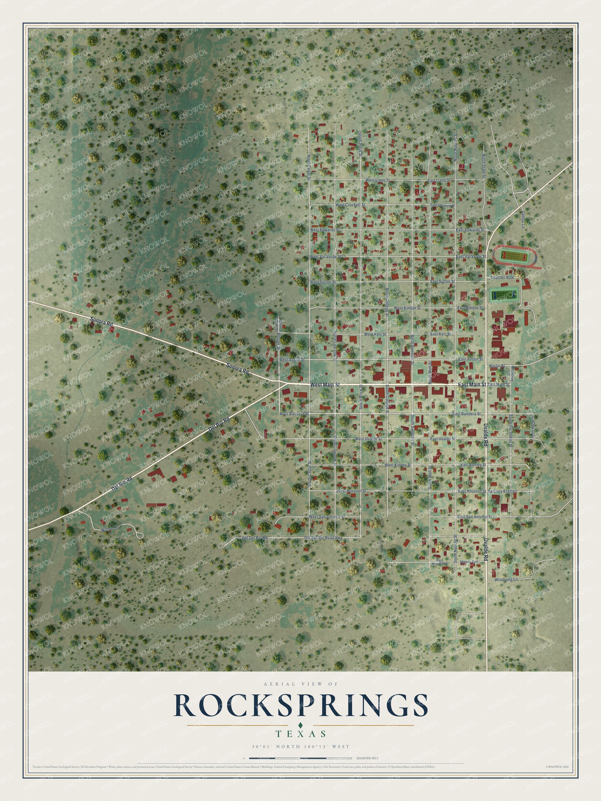 Watermarked full-map preview of Rocksprings, Texas