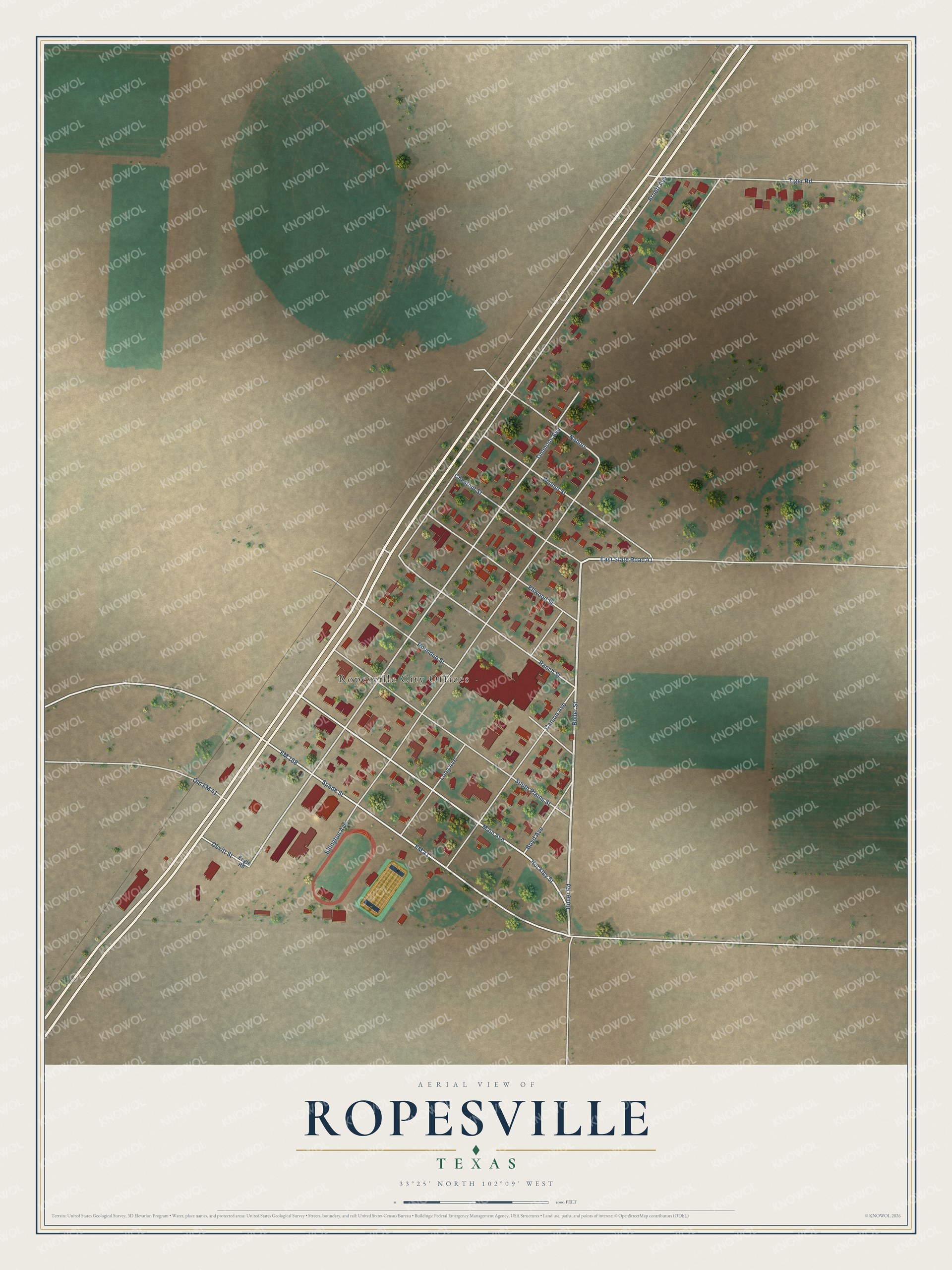 Watermarked full-map preview of Ropesville, Texas