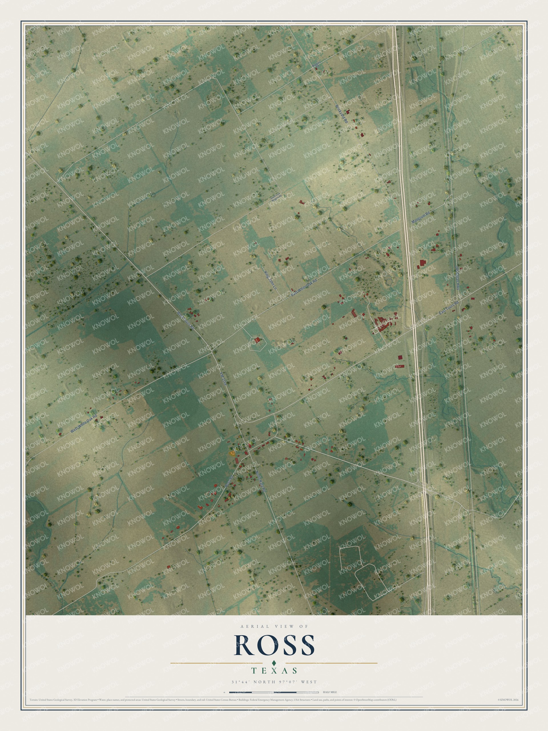 Watermarked full-map preview of Ross, Texas