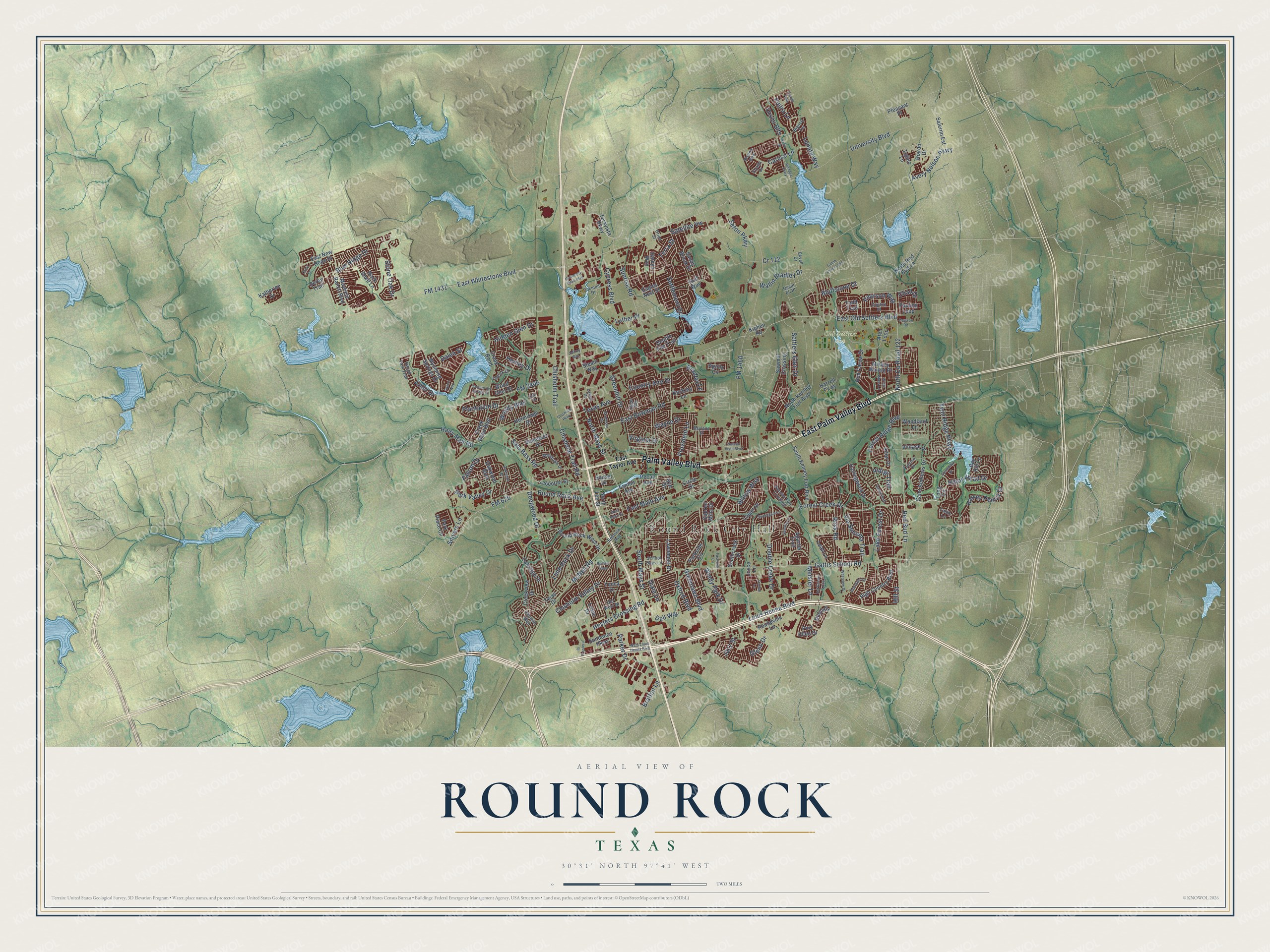 Watermarked full-map preview of Round Rock, Texas