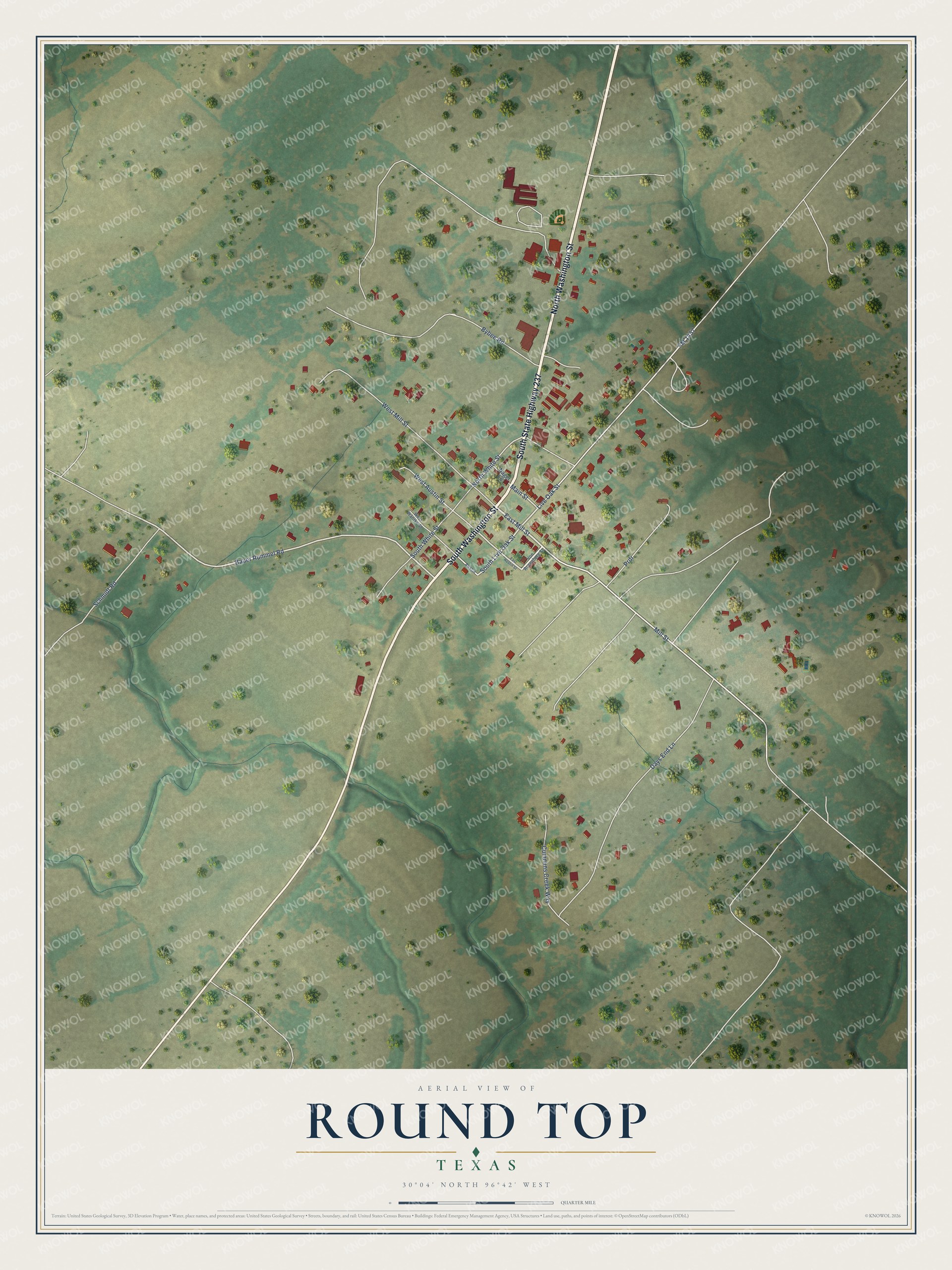 Watermarked full-map preview of Round Top, Texas