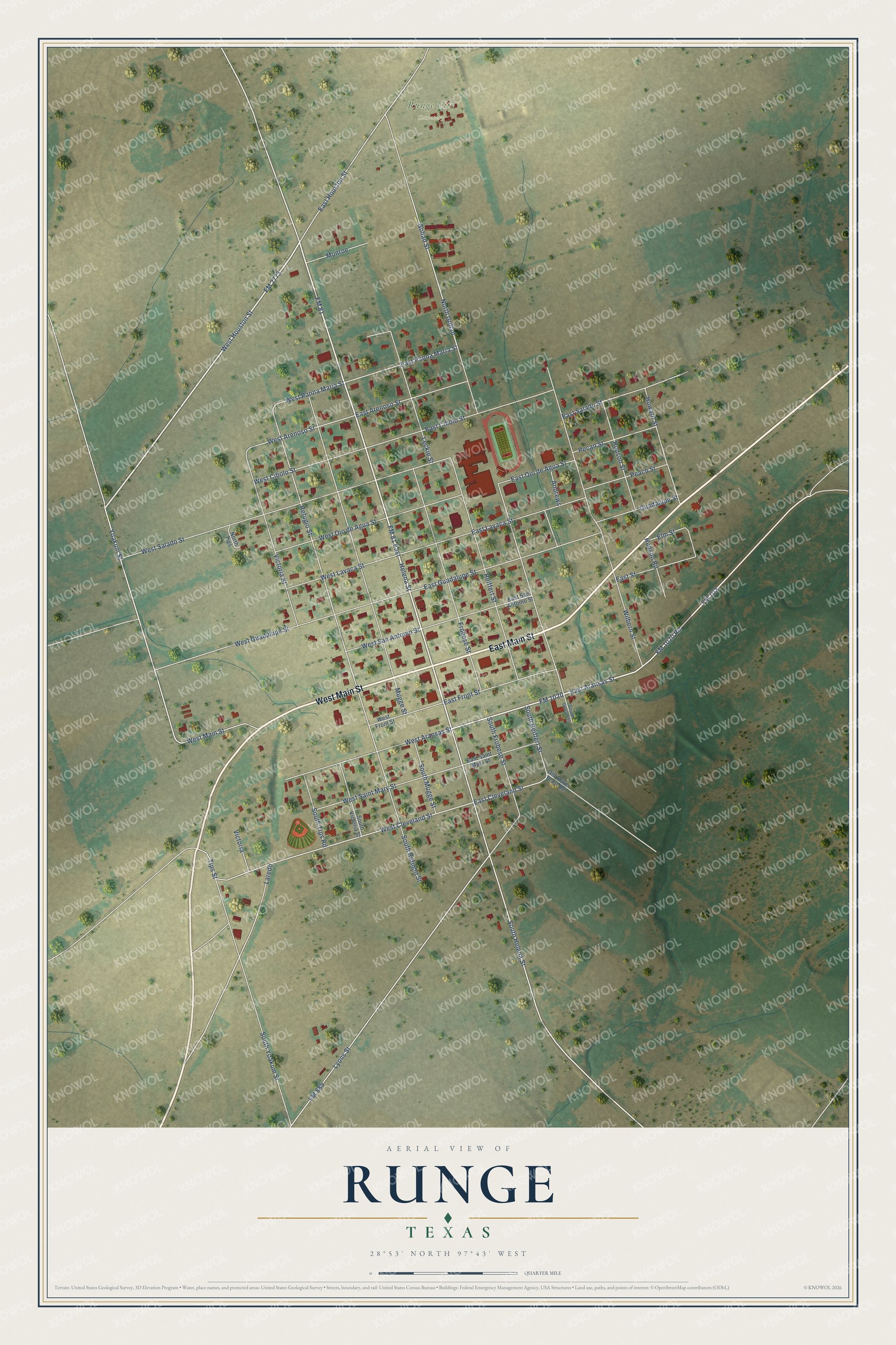 Watermarked full-map preview of Runge, Texas
