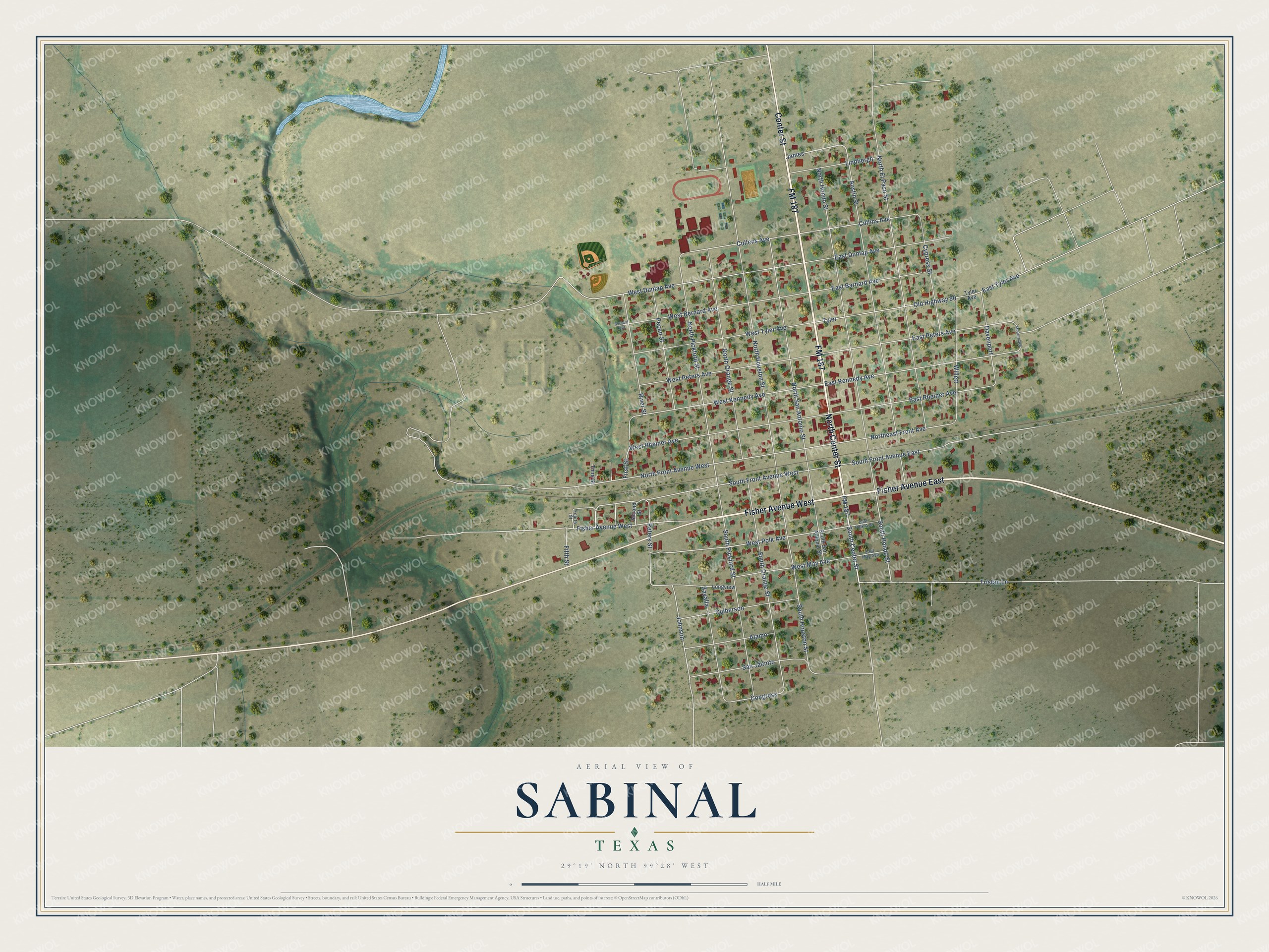 Watermarked full-map preview of Sabinal, Texas