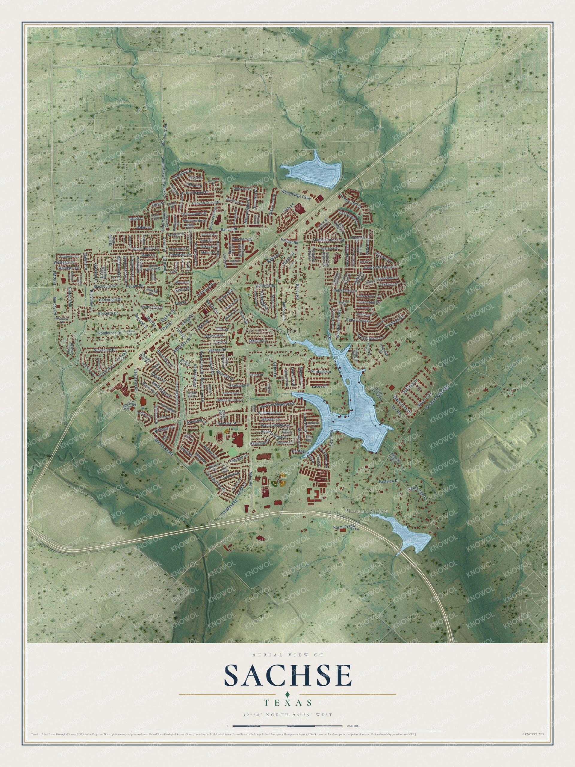 Watermarked full-map preview of Sachse, Texas