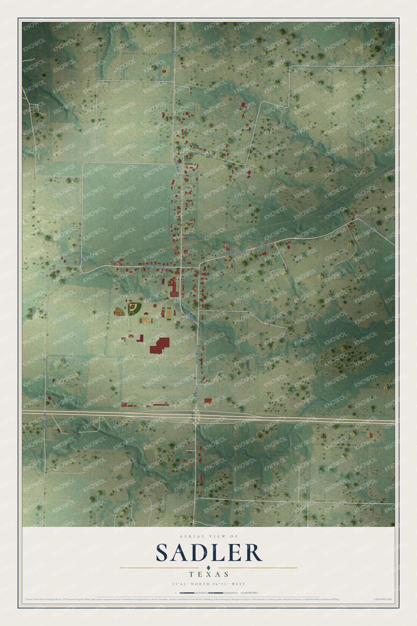 Watermarked full-map preview of Sadler, Texas
