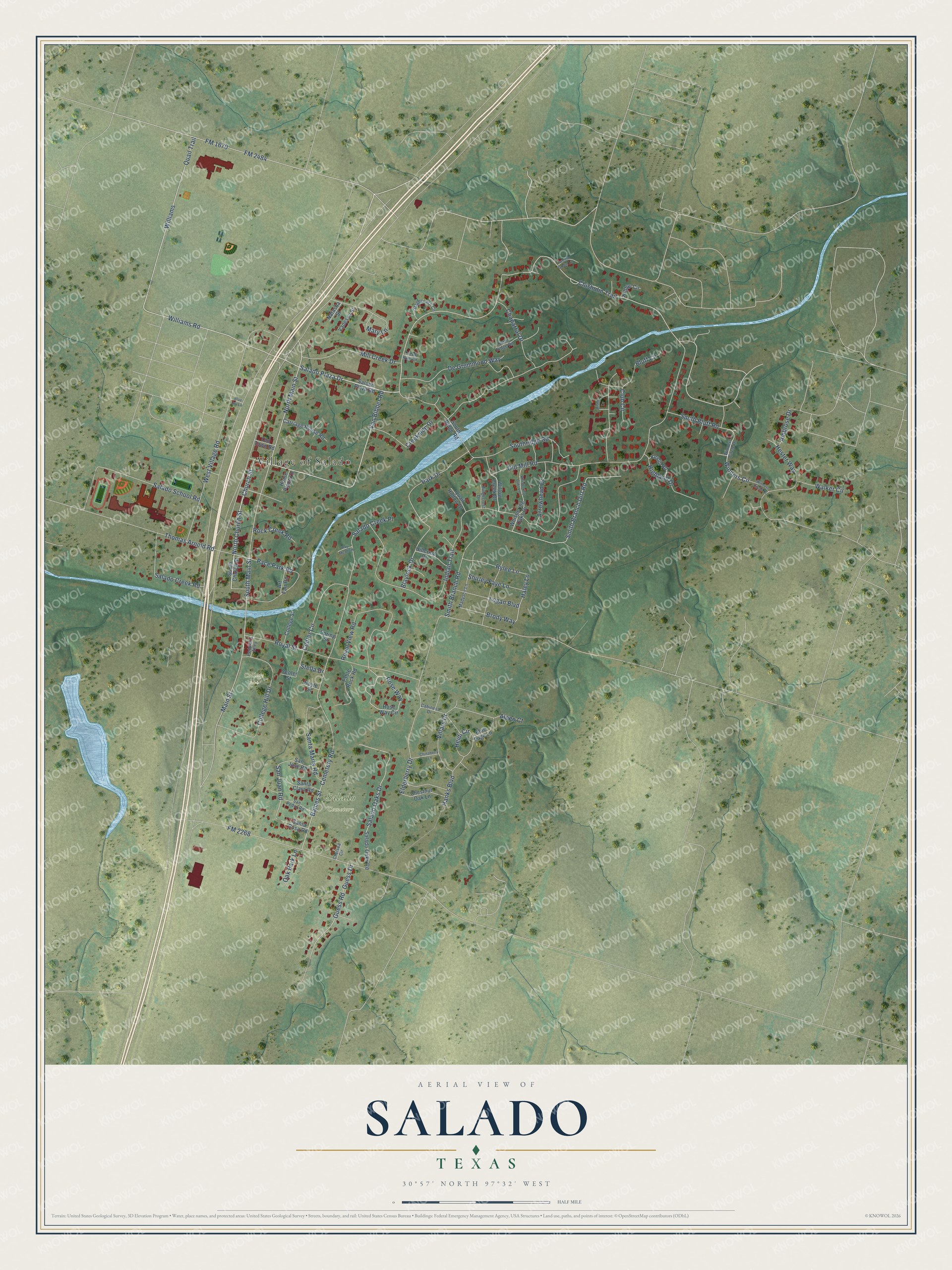 Watermarked full-map preview of Salado, Texas