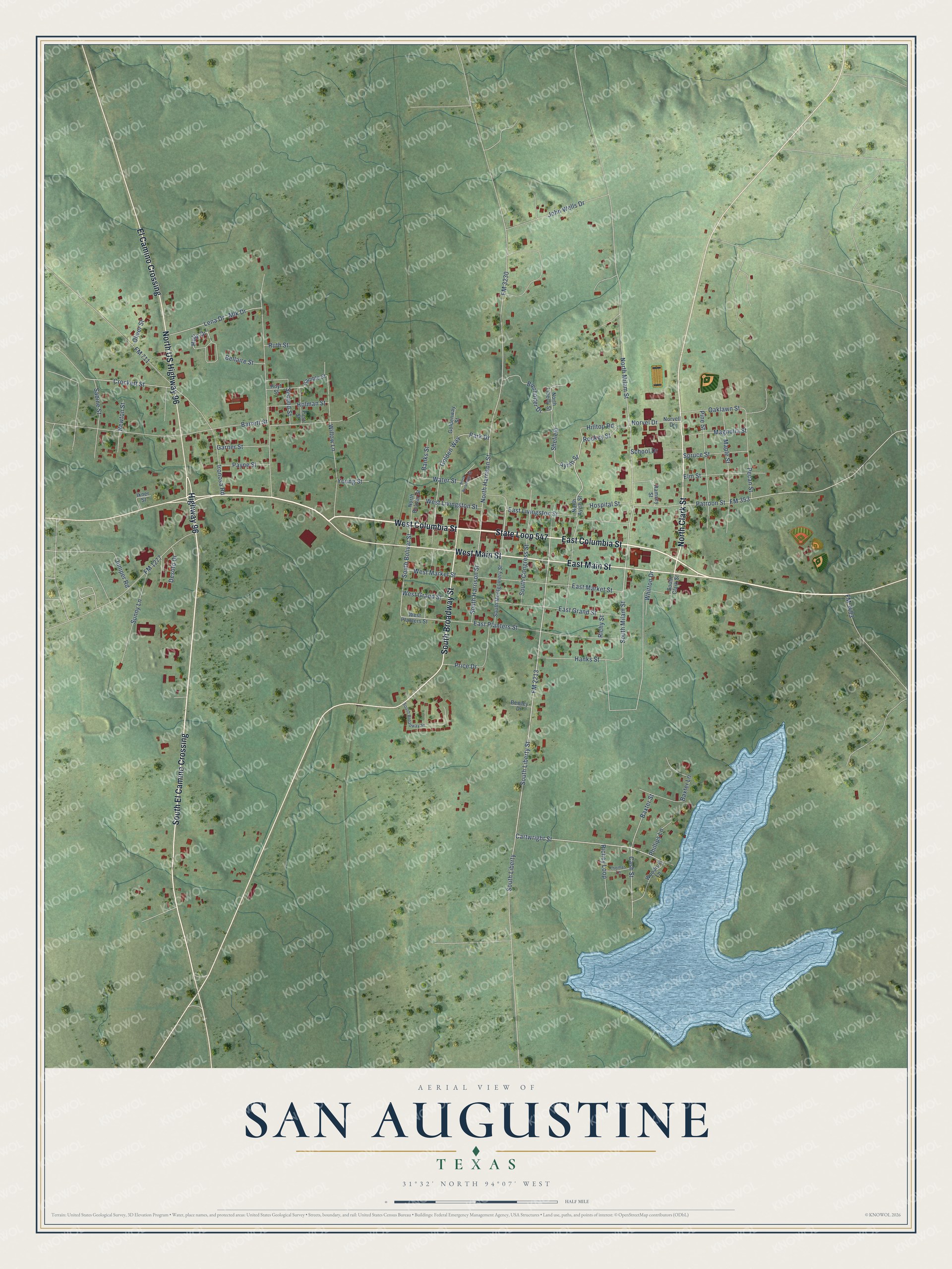 Watermarked full-map preview of San Augustine, Texas