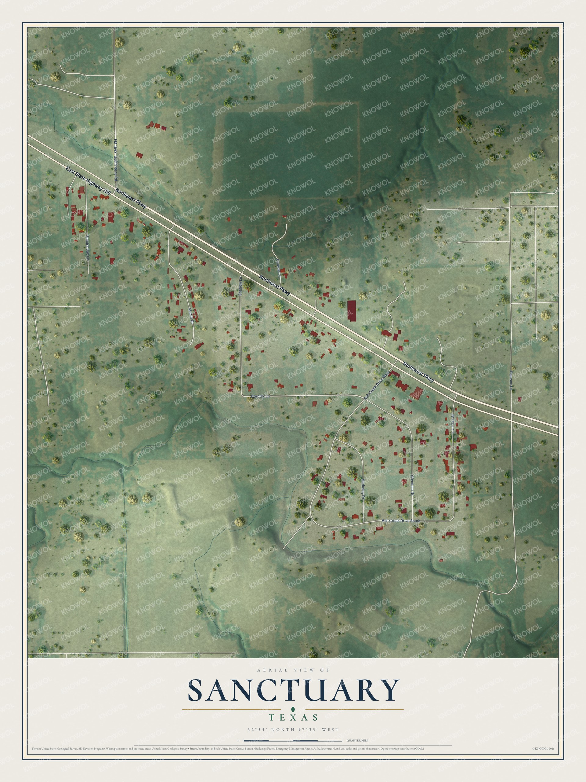 Watermarked full-map preview of Sanctuary, Texas