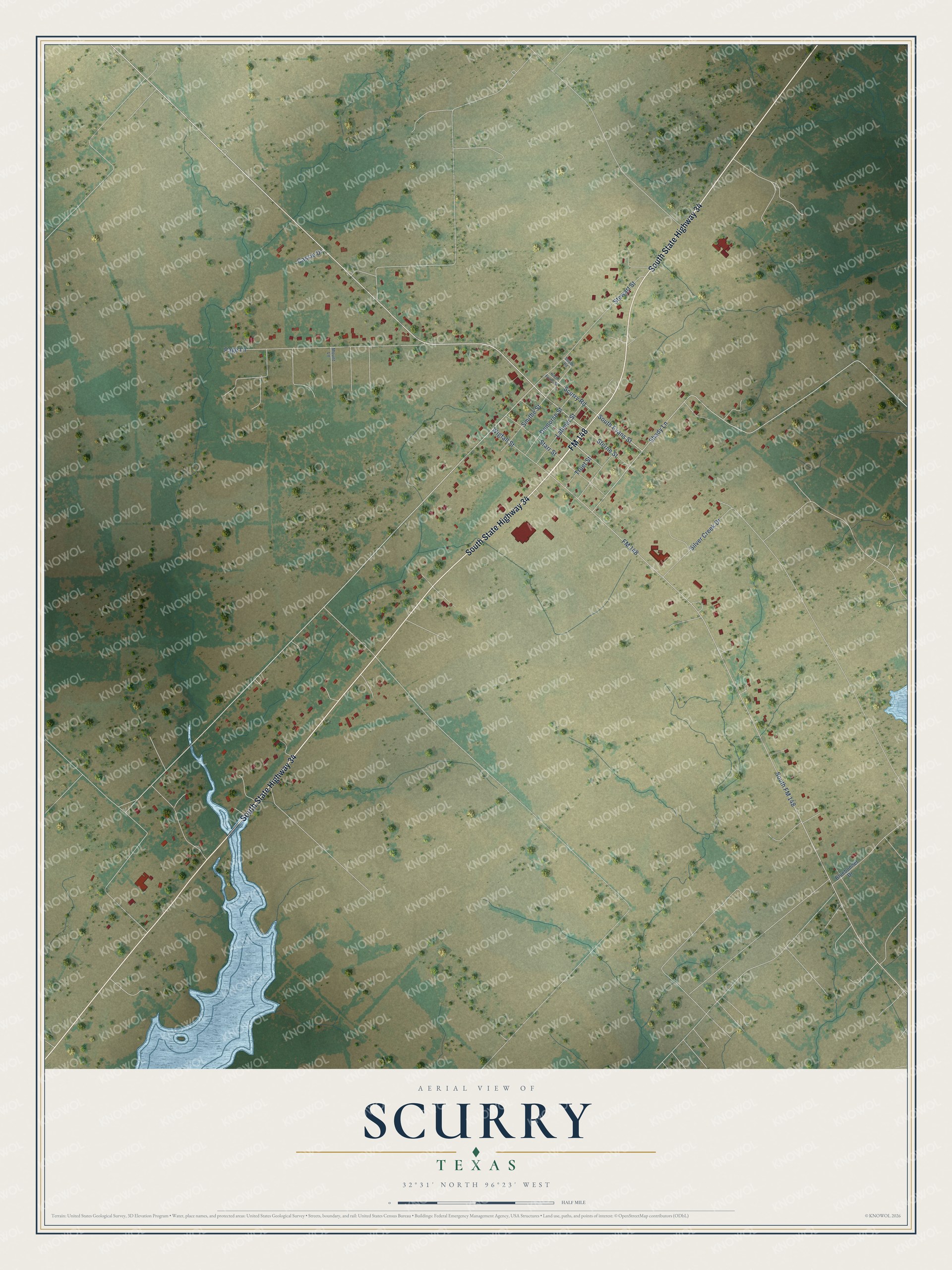 Watermarked full-map preview of Scurry, Texas