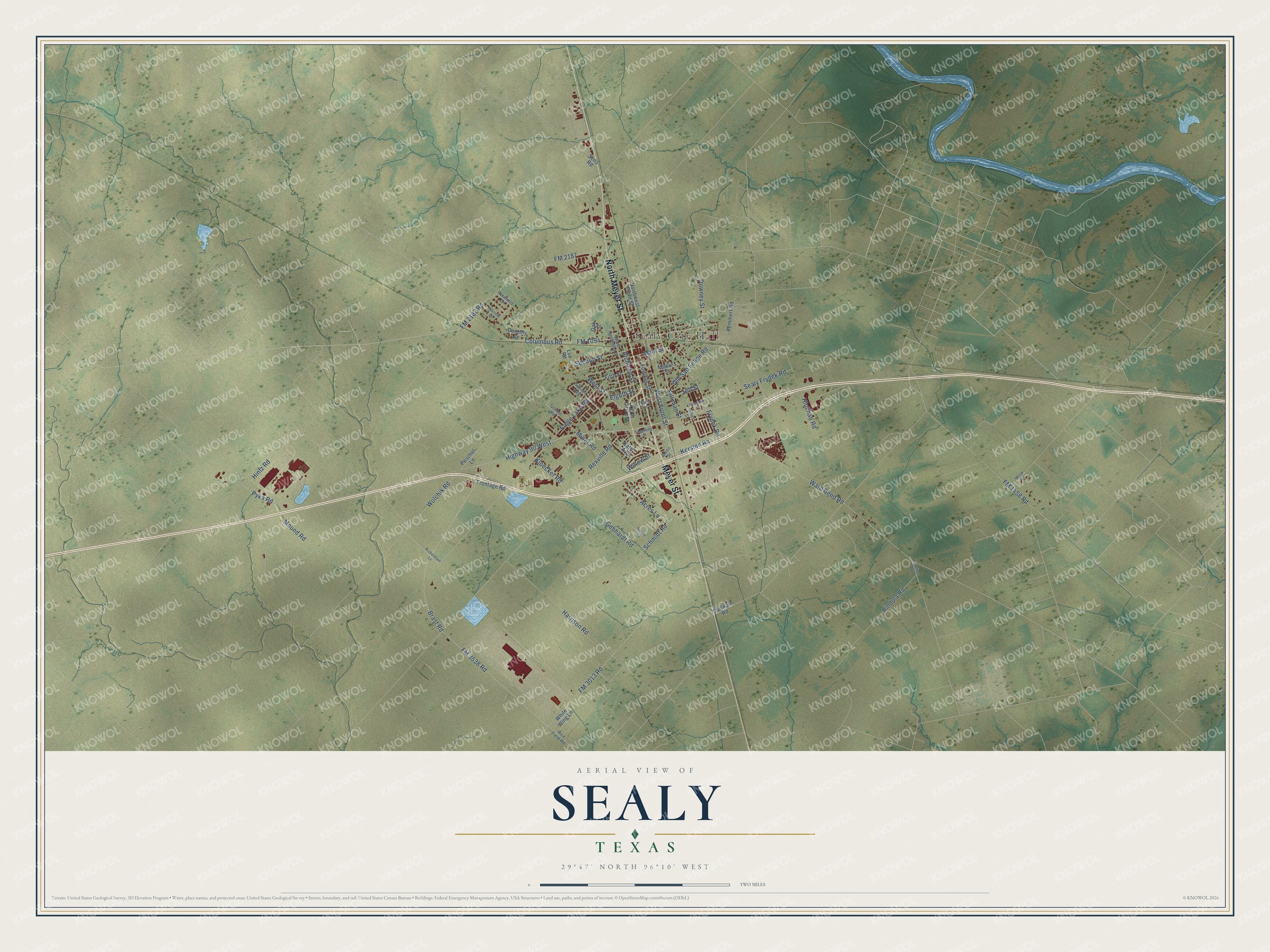 Watermarked full-map preview of Sealy, Texas