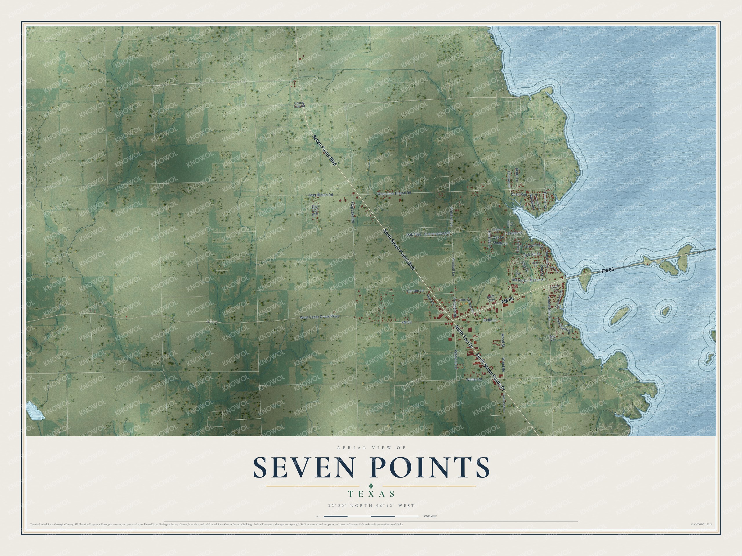Watermarked full-map preview of Seven Points, Texas