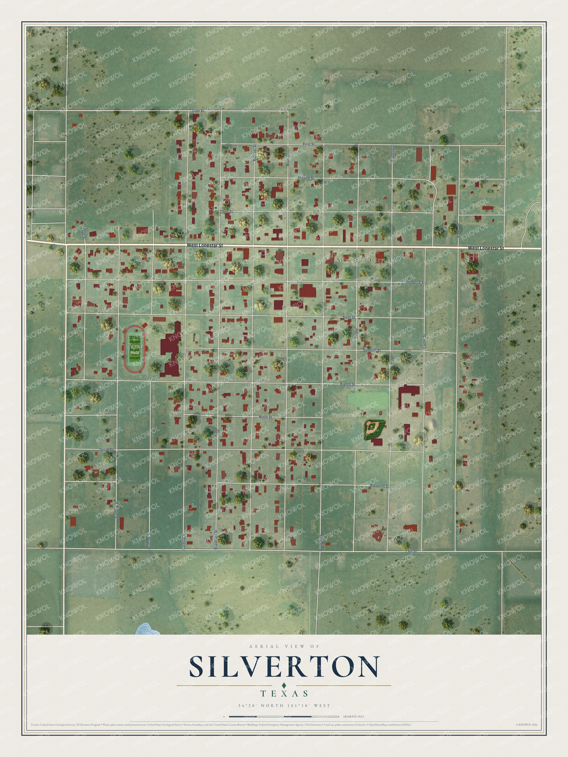 Watermarked full-map preview of Silverton, Texas