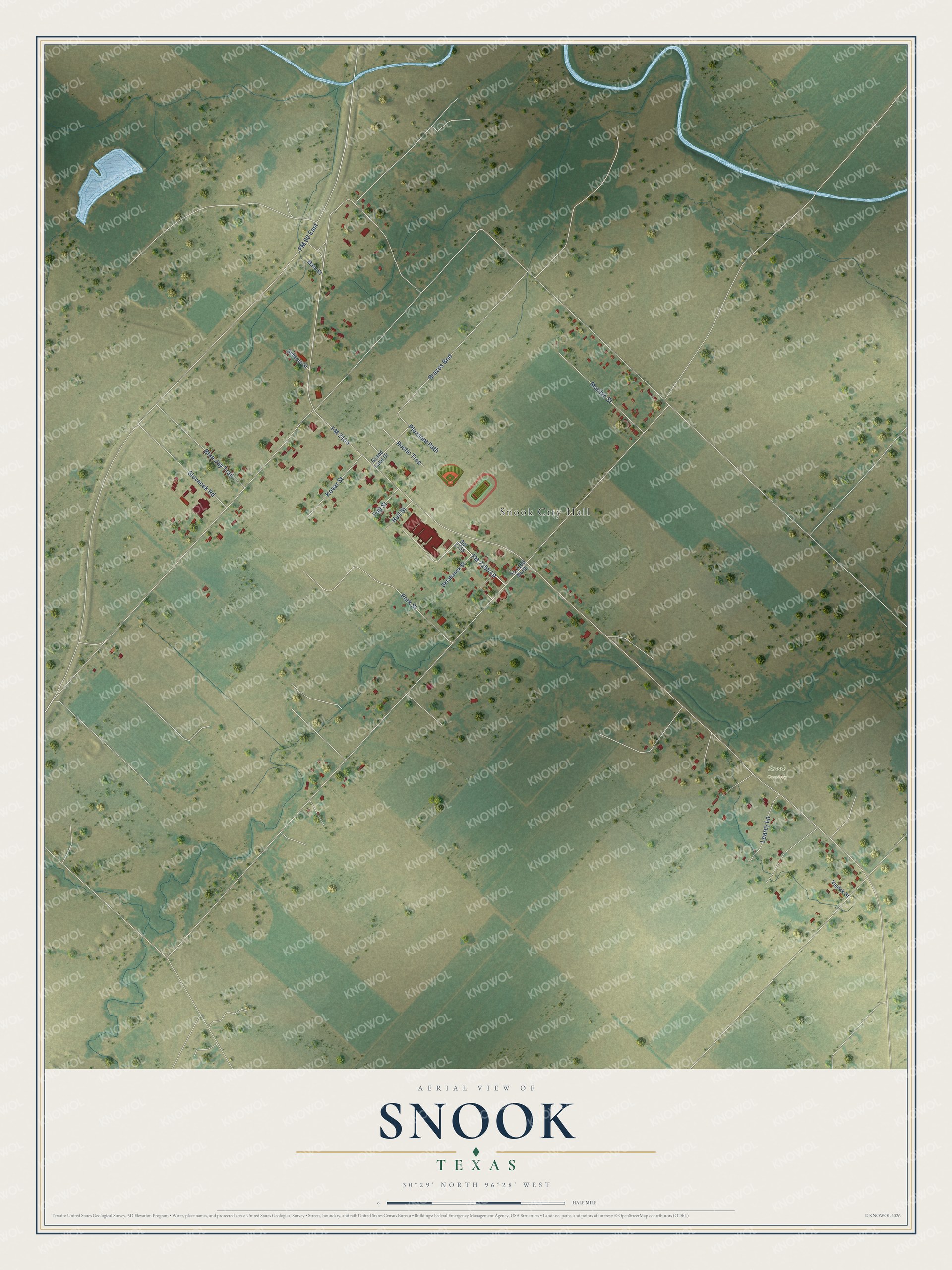 Watermarked full-map preview of Snook, Texas