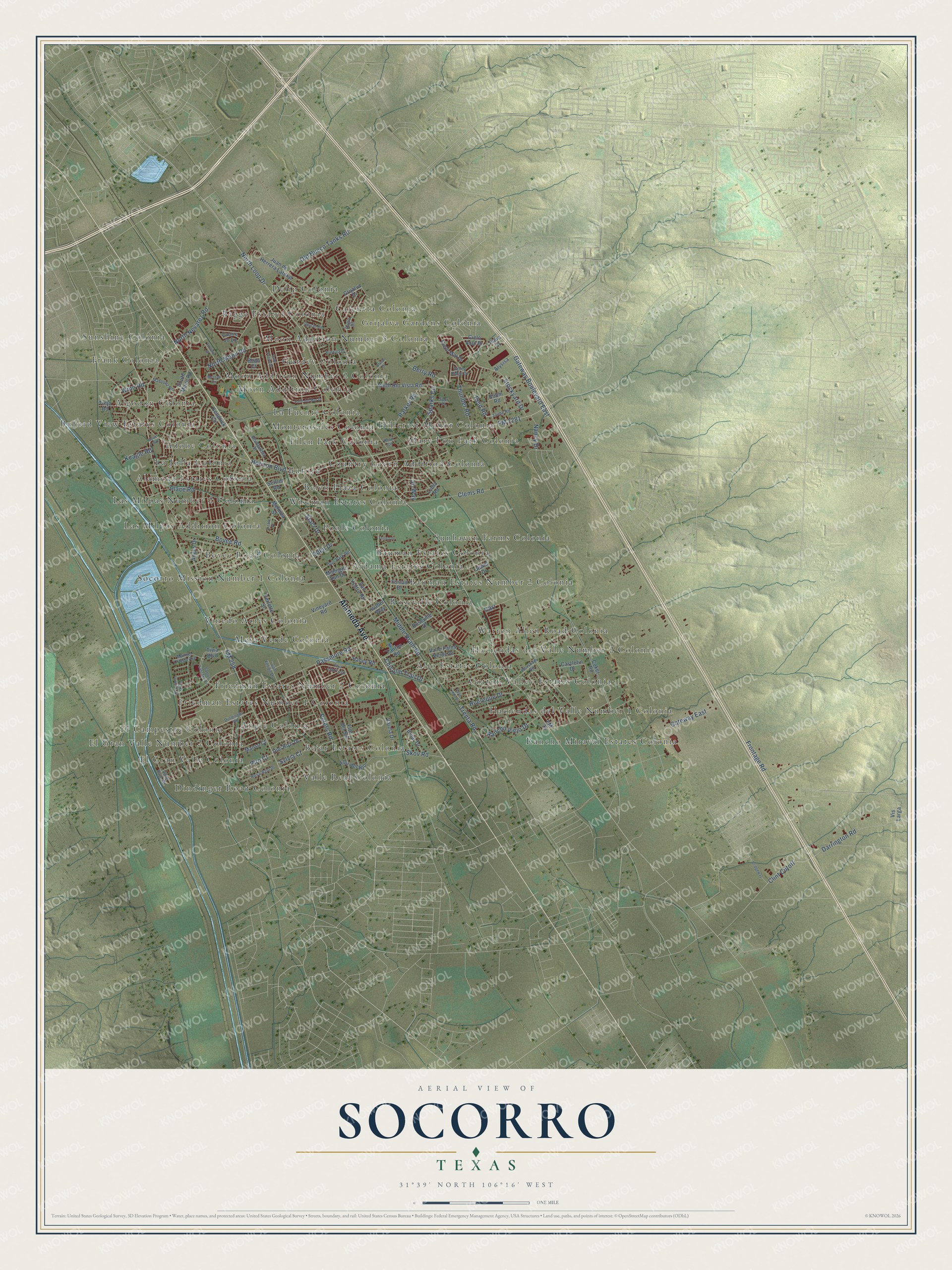 Watermarked full-map preview of Socorro, Texas