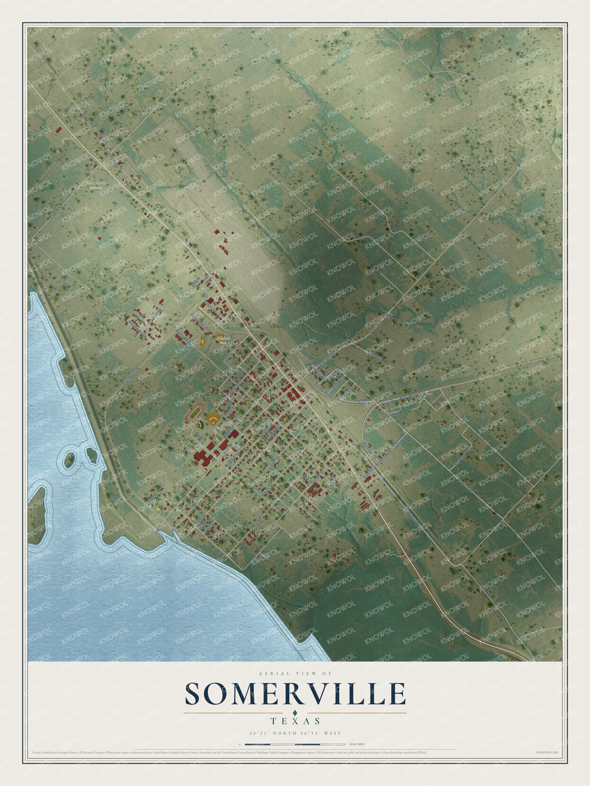 Watermarked full-map preview of Somerville, Texas