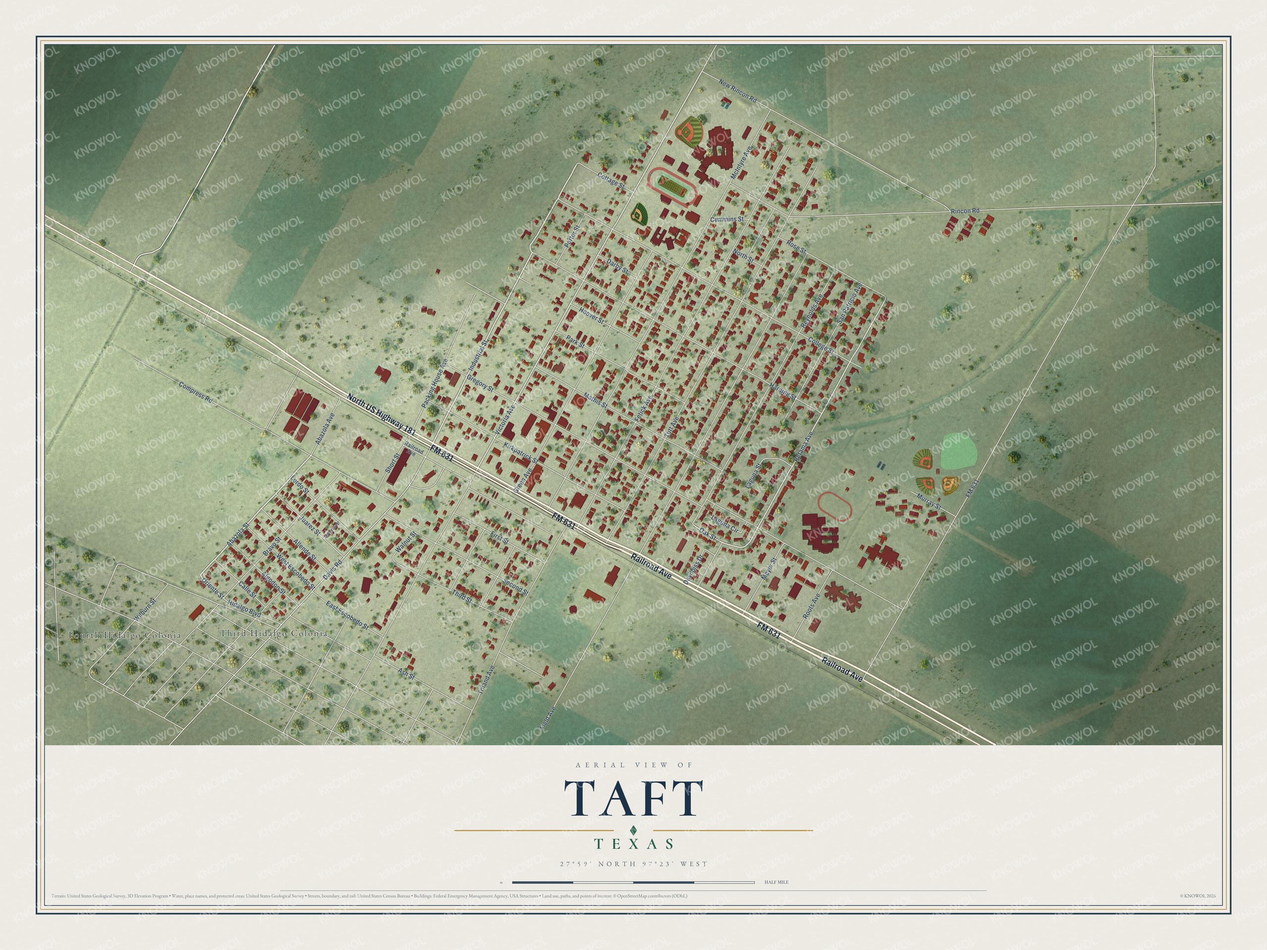 Watermarked full-map preview of Taft, Texas
