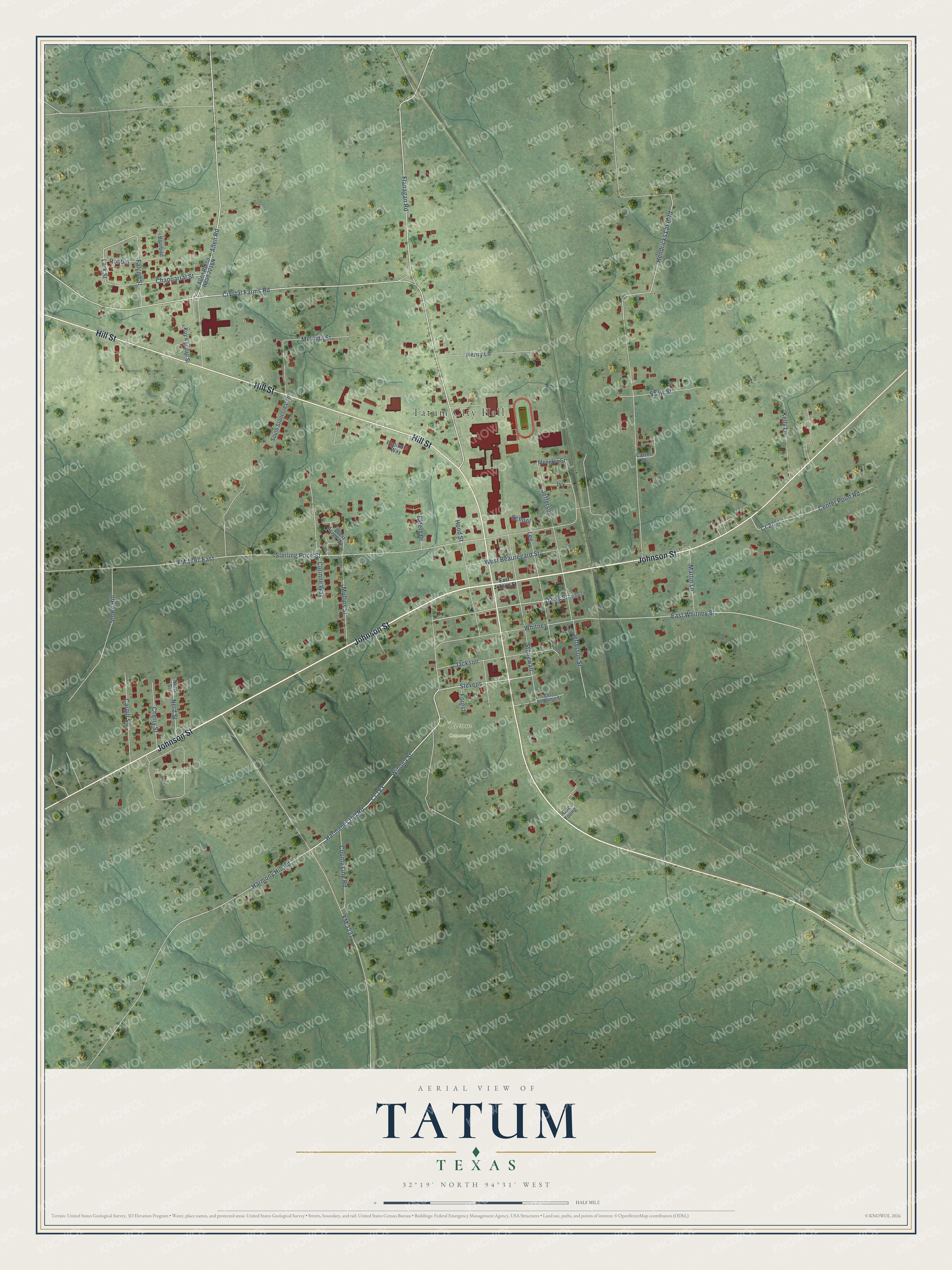 Watermarked full-map preview of Tatum, Texas