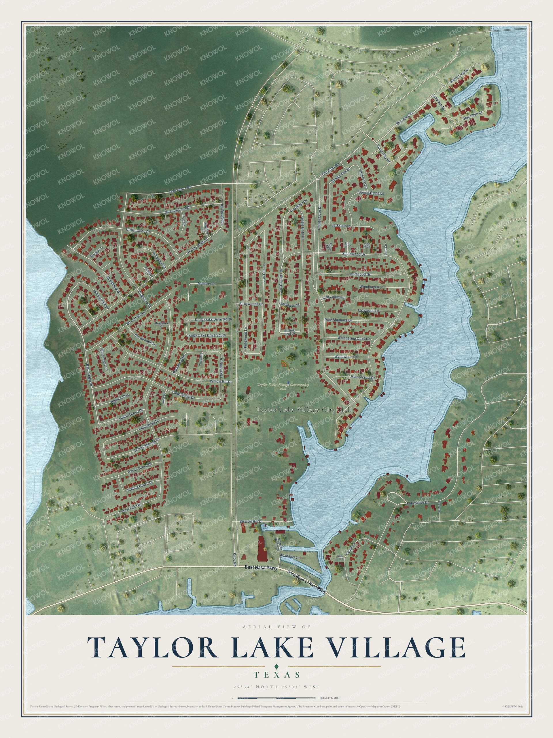 Watermarked full-map preview of Taylor Lake Village, Texas