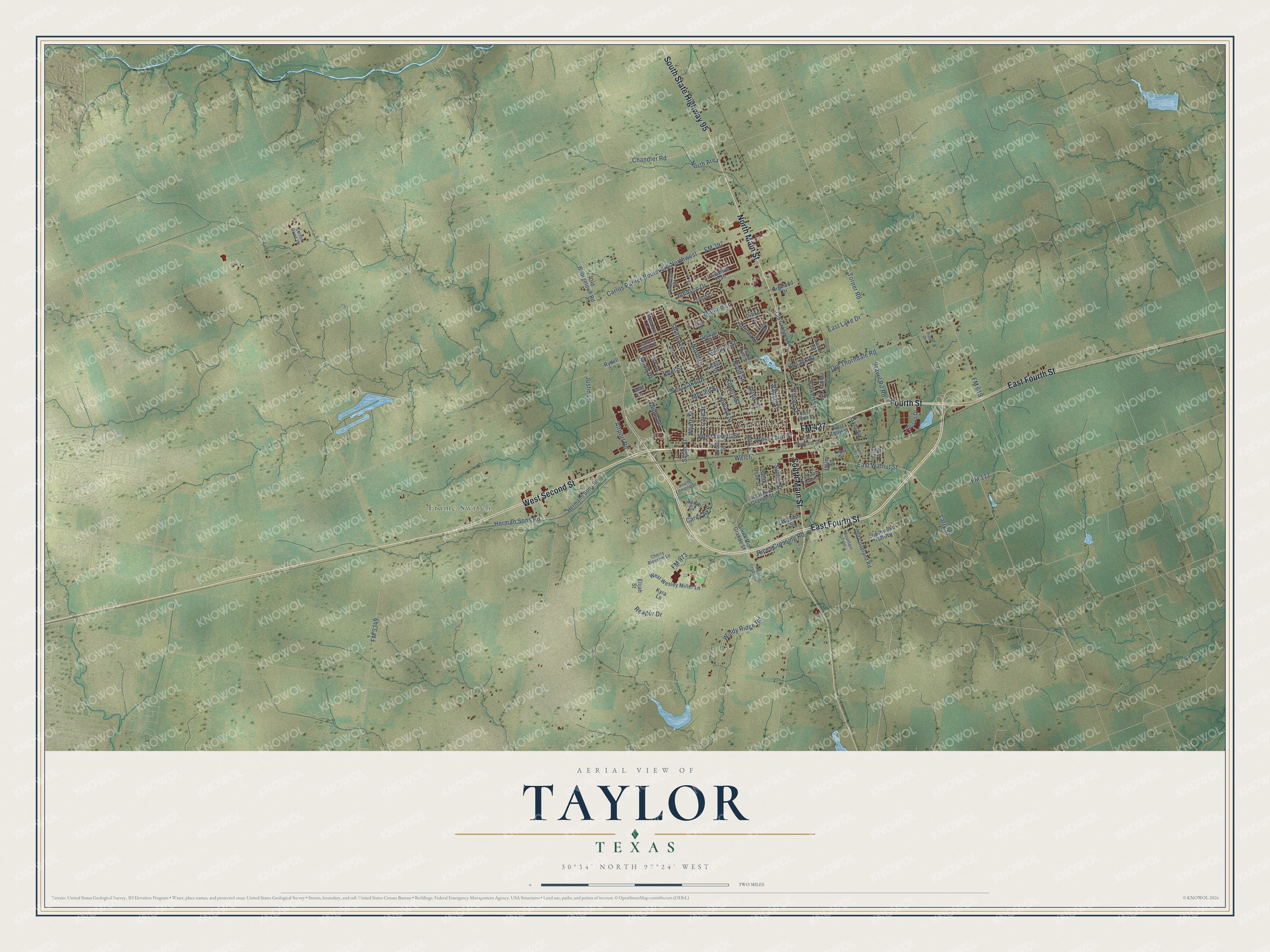 Watermarked full-map preview of Taylor, Texas