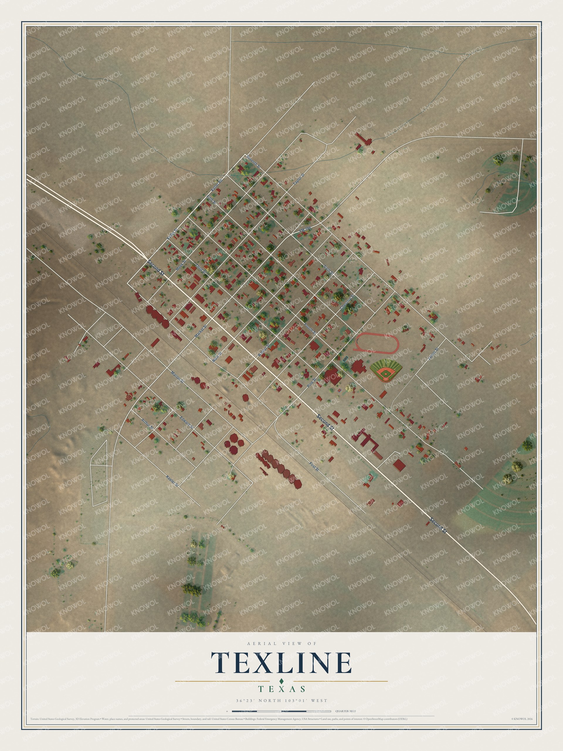 Watermarked full-map preview of Texline, Texas