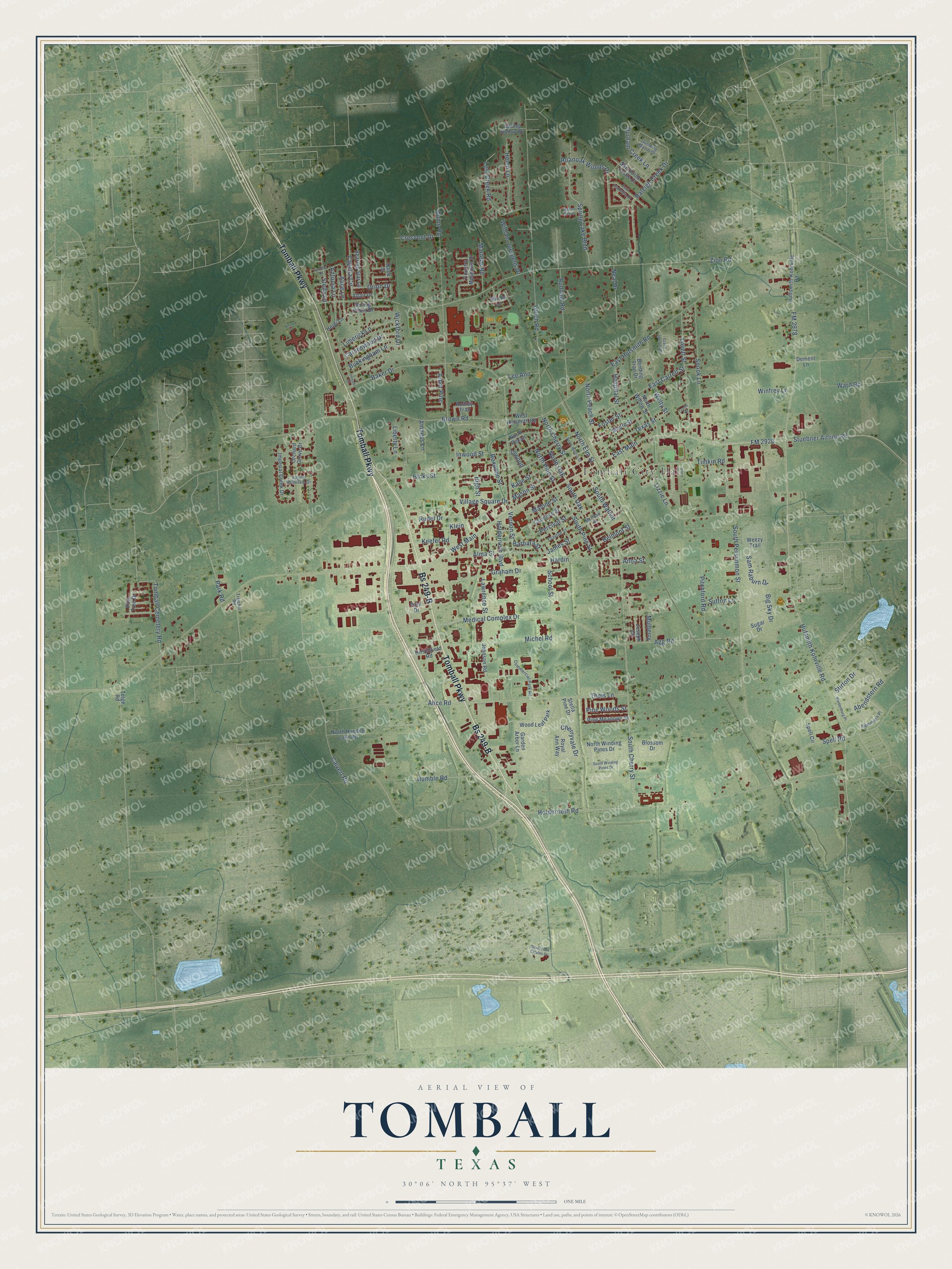 Watermarked full-map preview of Tomball, Texas