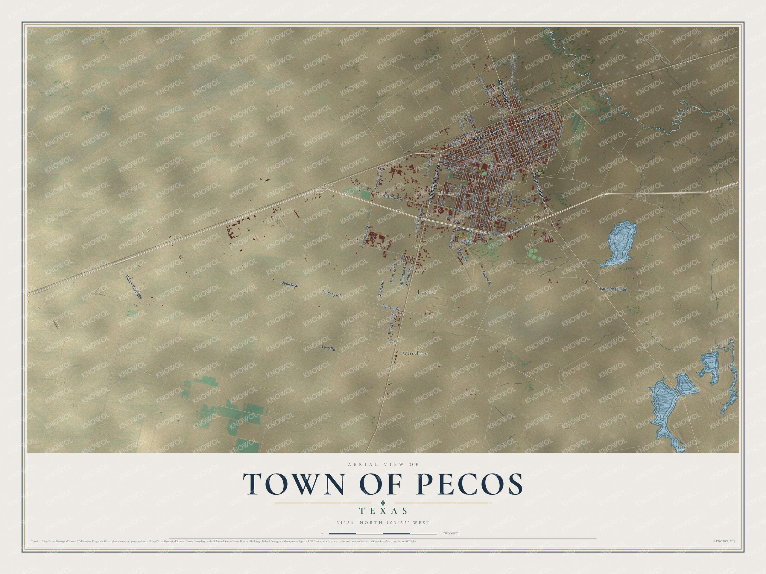 Watermarked full-map preview of Town of Pecos, Texas