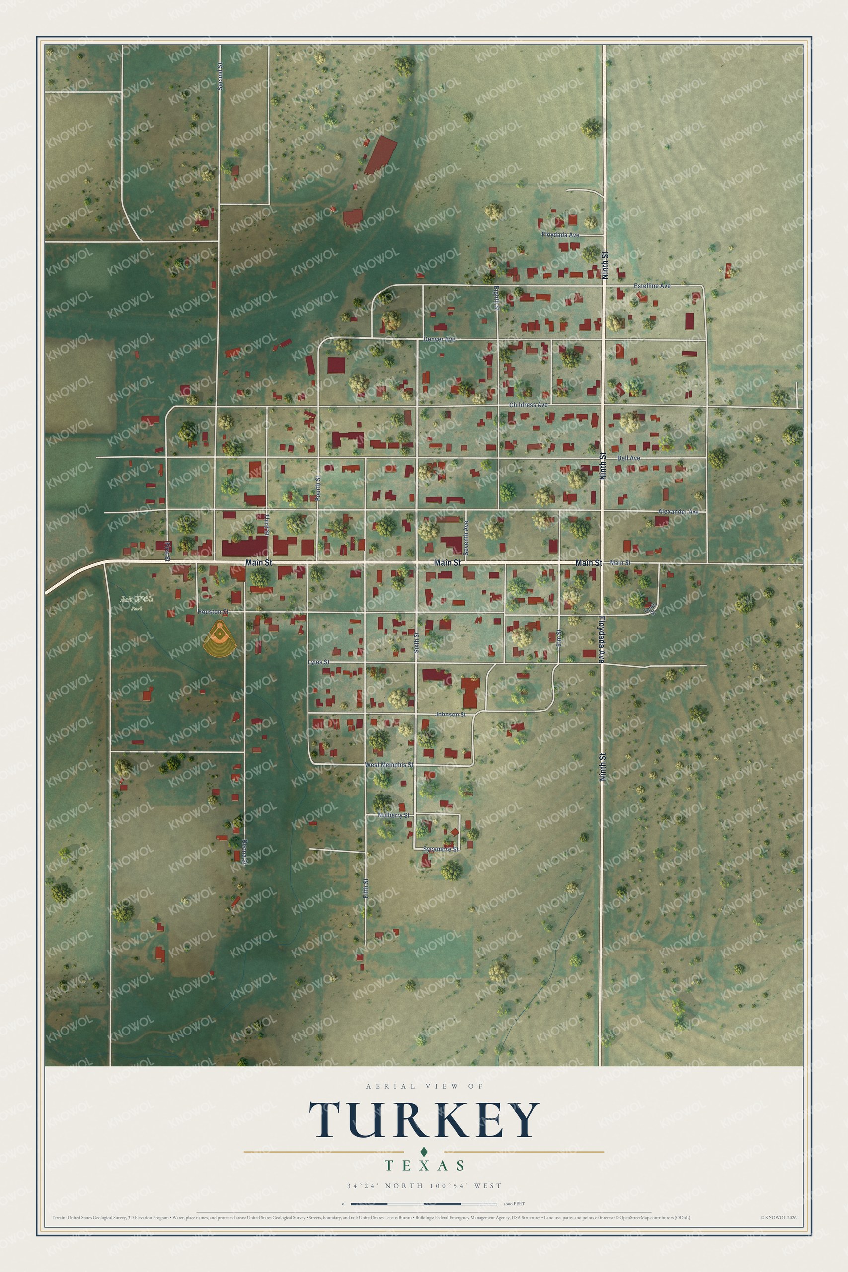 Watermarked full-map preview of Turkey, Texas