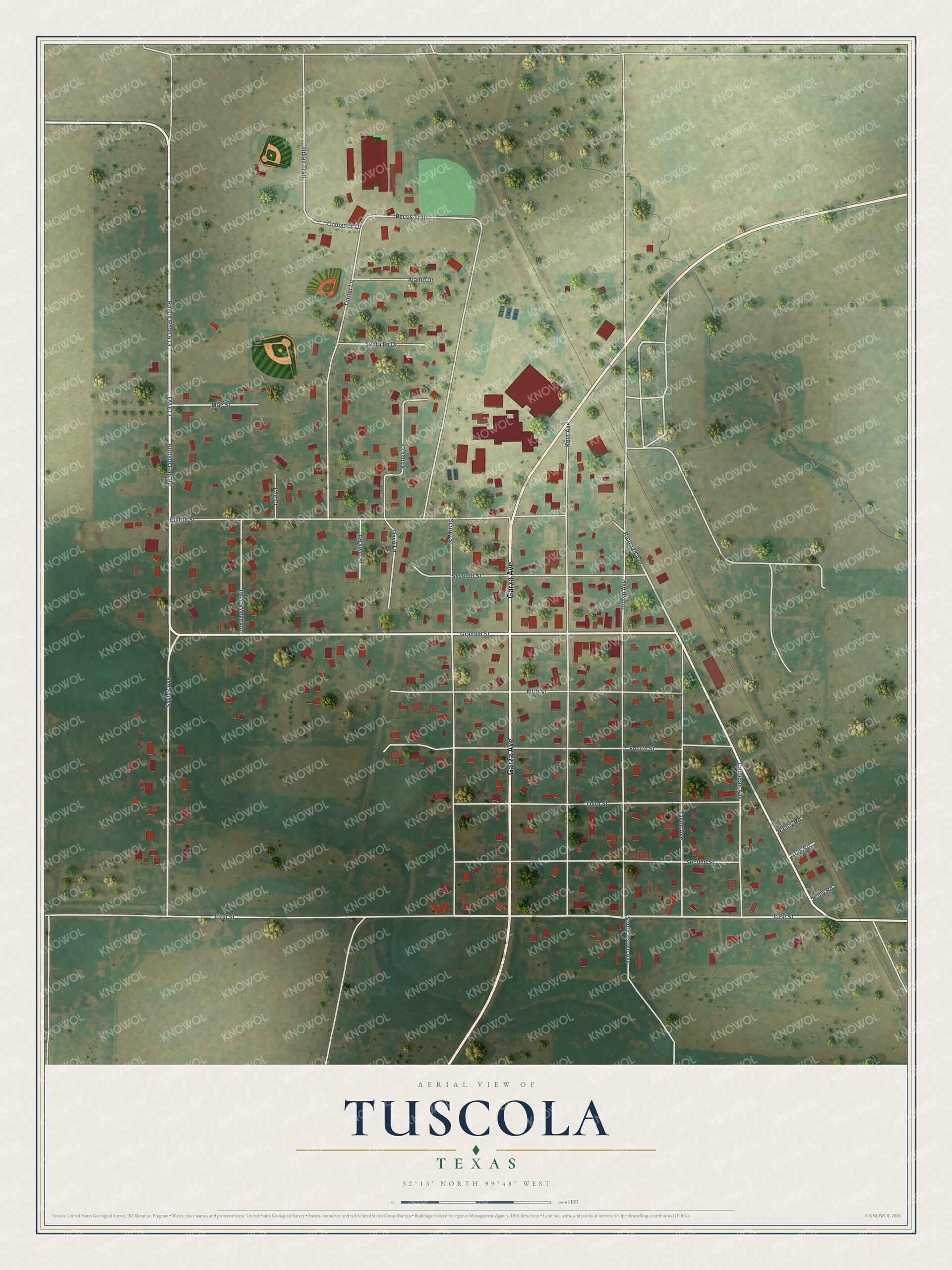 Watermarked full-map preview of Tuscola, Texas