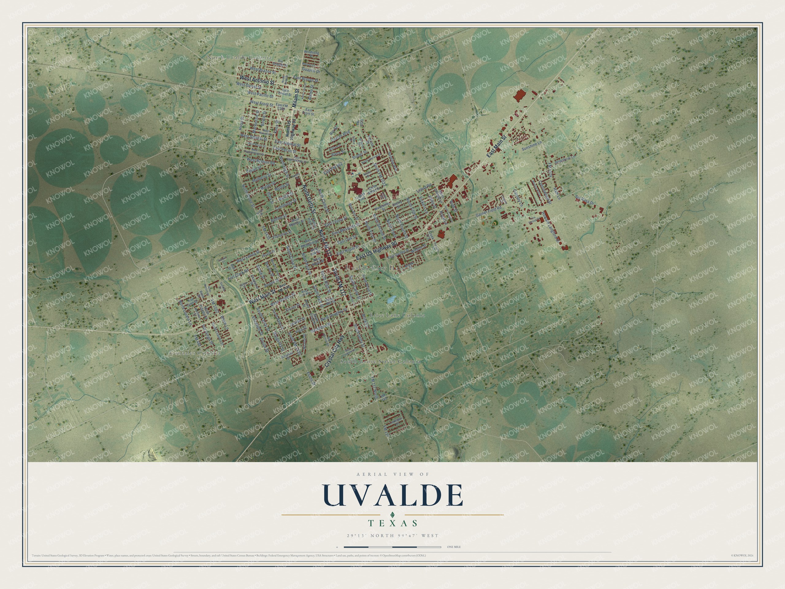 Watermarked full-map preview of Uvalde, Texas