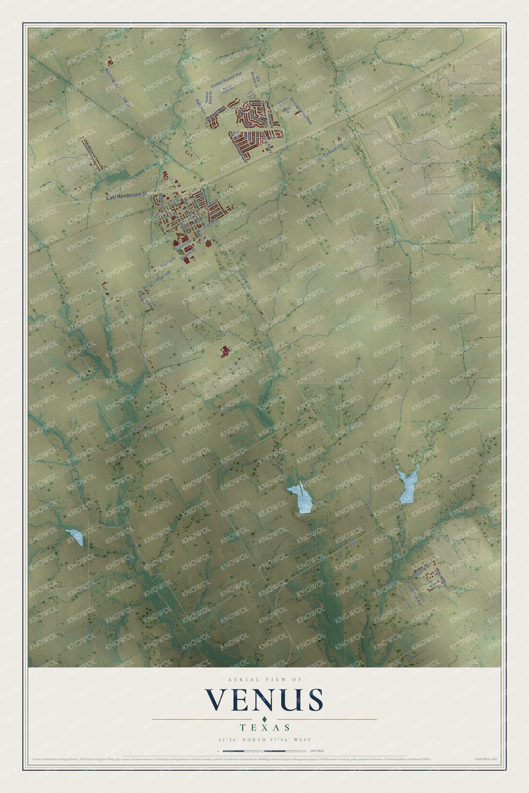 Watermarked full-map preview of Venus, Texas