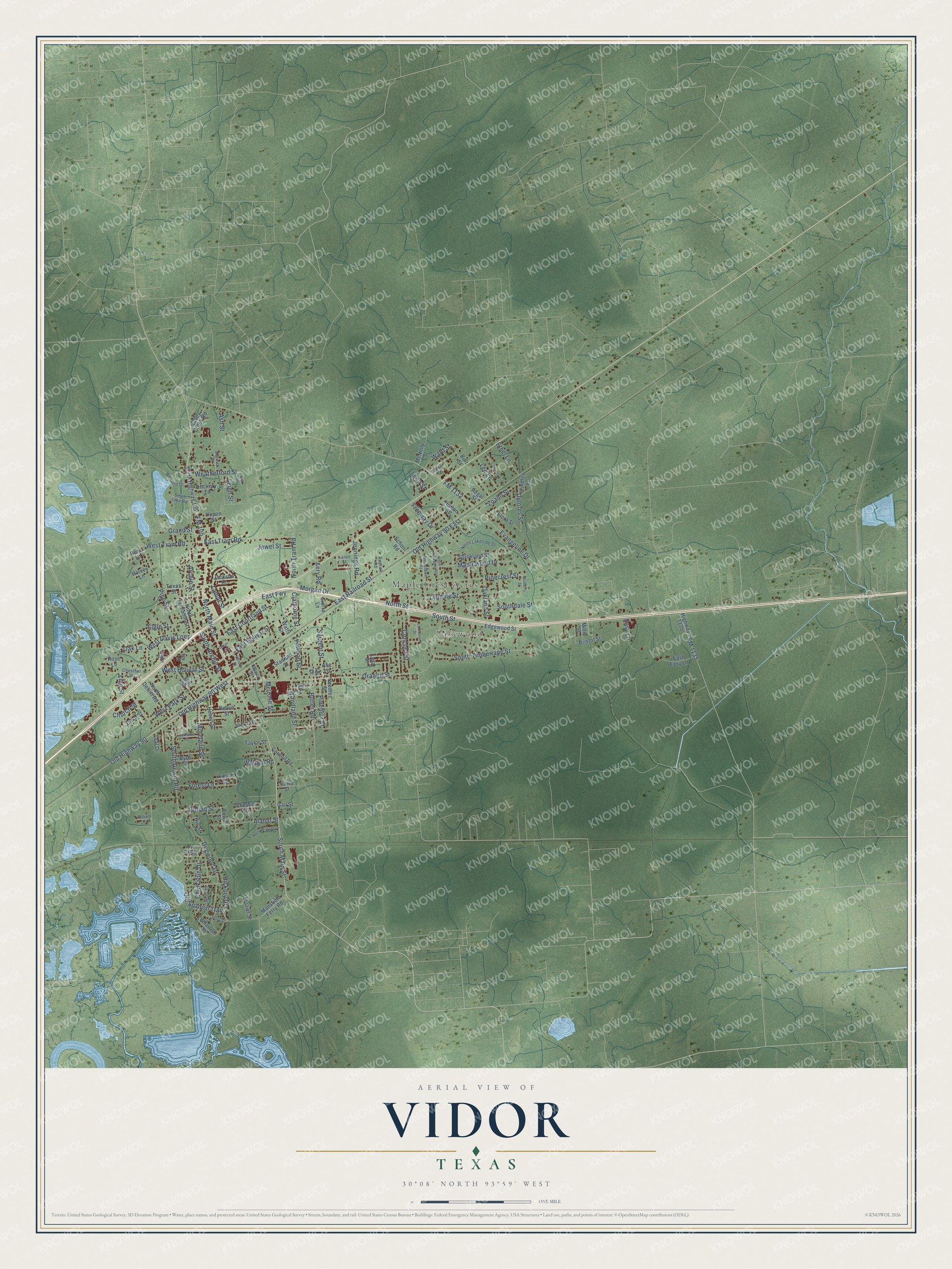 Watermarked full-map preview of Vidor, Texas
