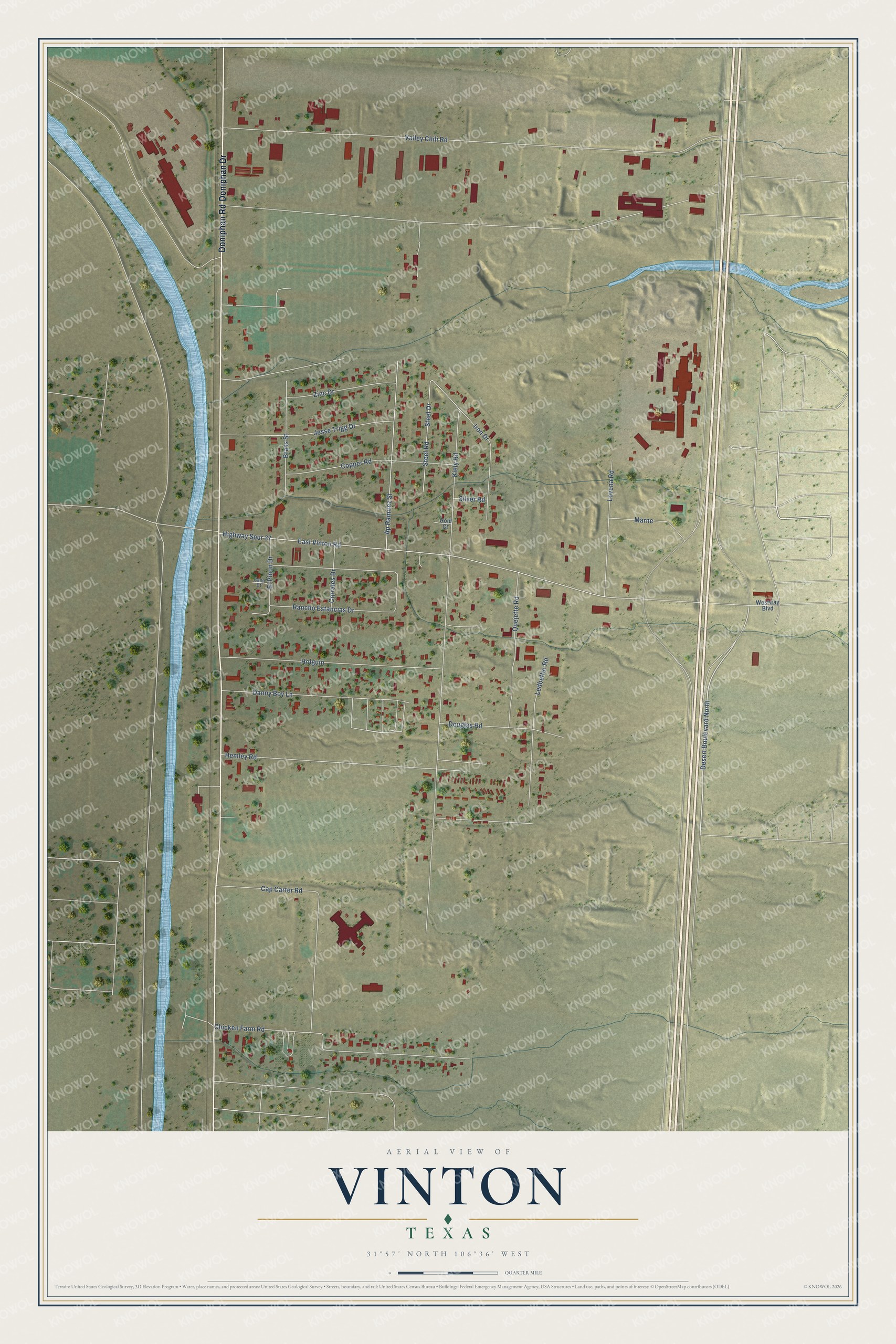 Watermarked full-map preview of Vinton, Texas