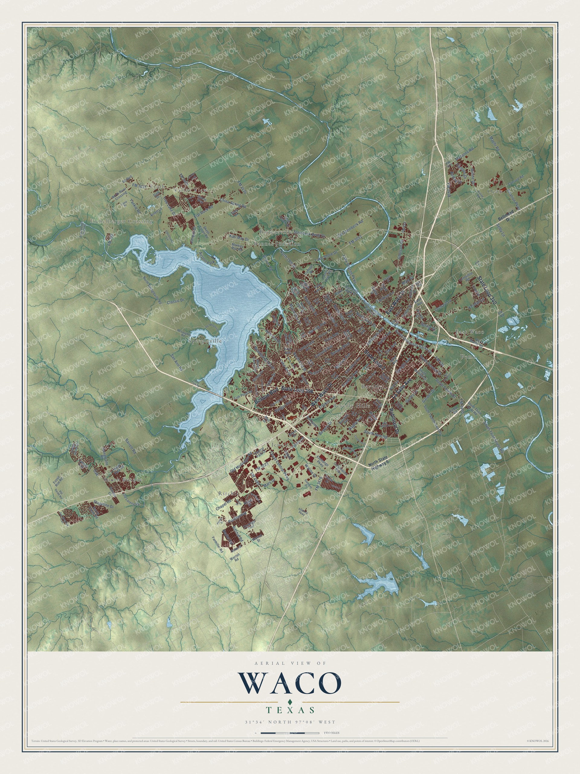 Watermarked full-map preview of Waco, Texas