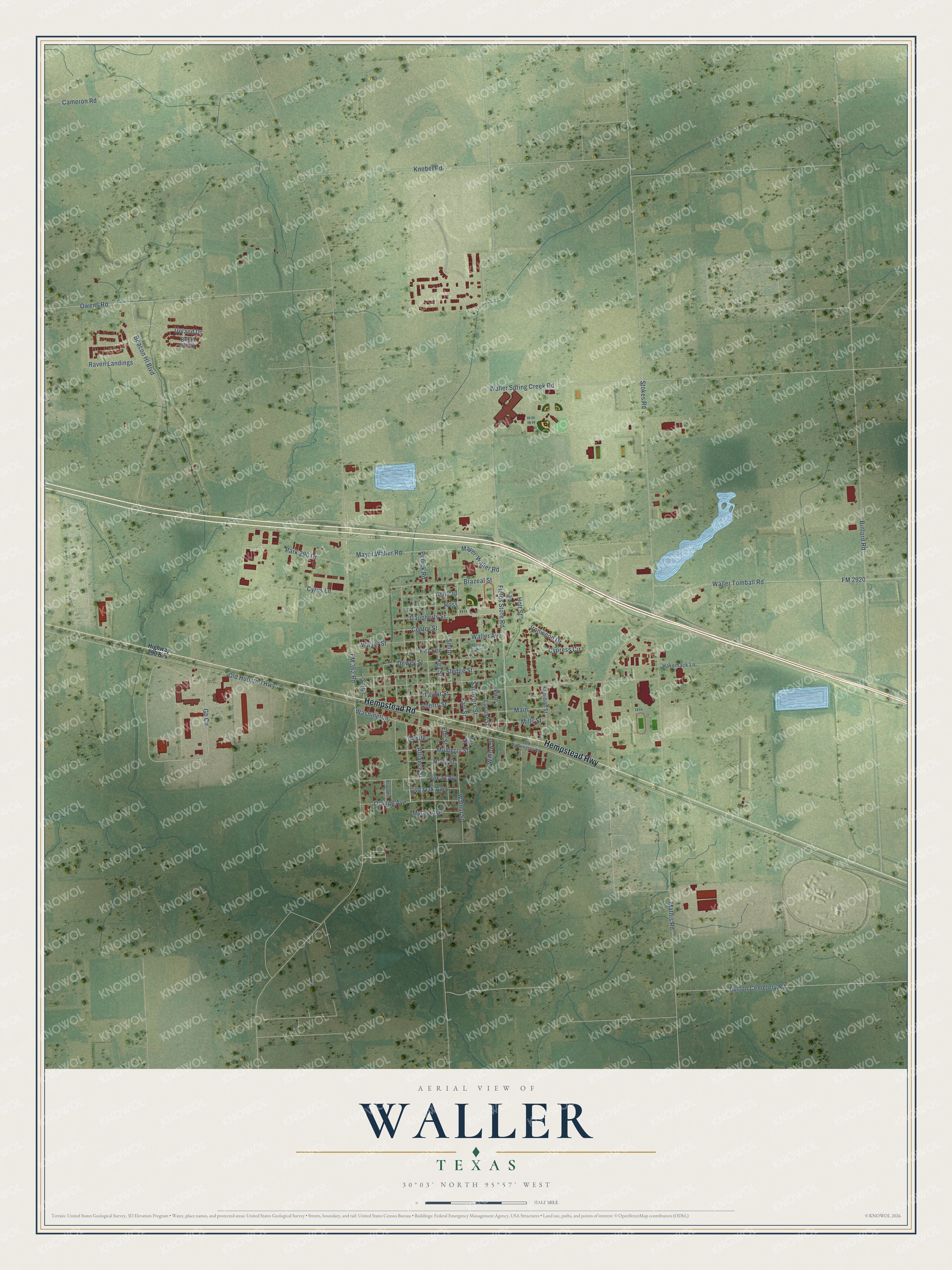 Watermarked full-map preview of Waller, Texas