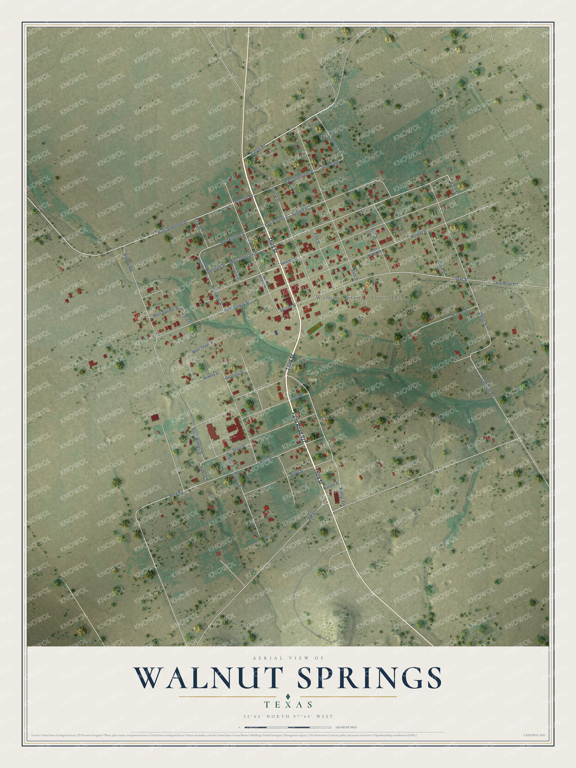 Watermarked full-map preview of Walnut Springs, Texas