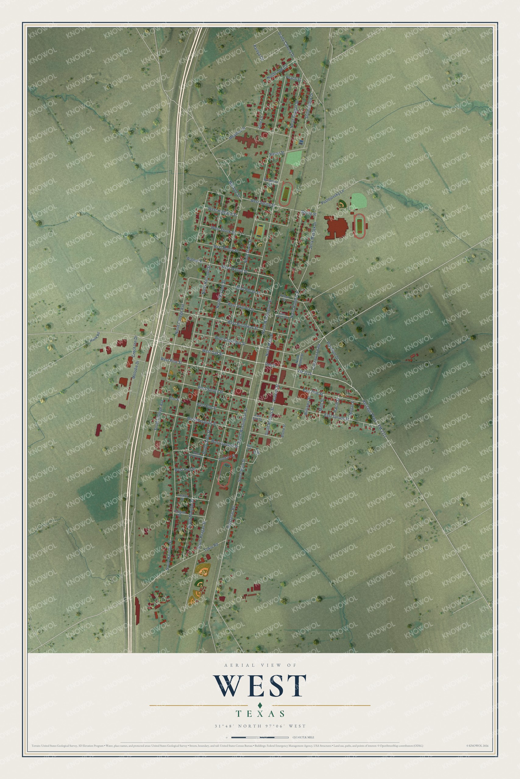 Watermarked full-map preview of West, Texas