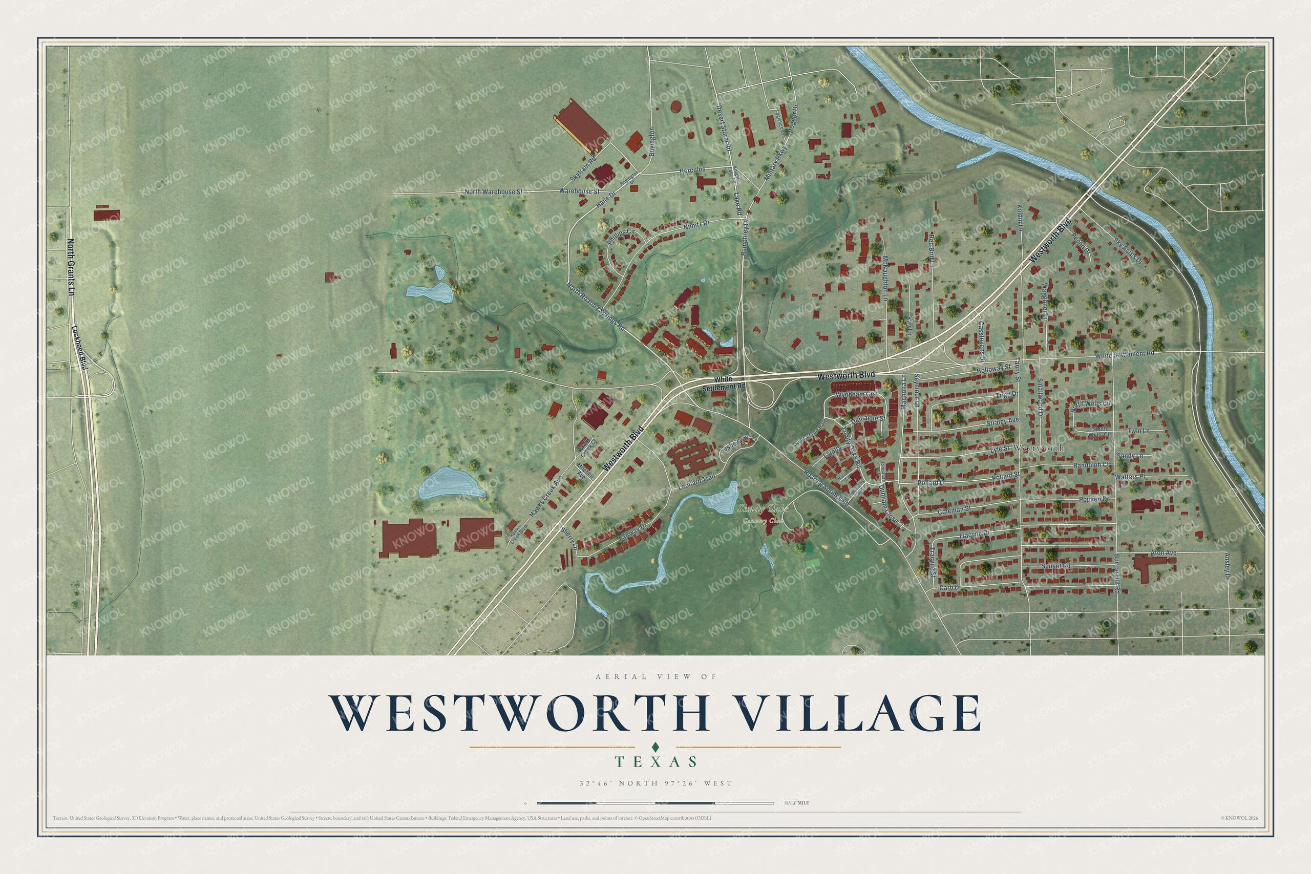 Watermarked full-map preview of Westworth Village, Texas