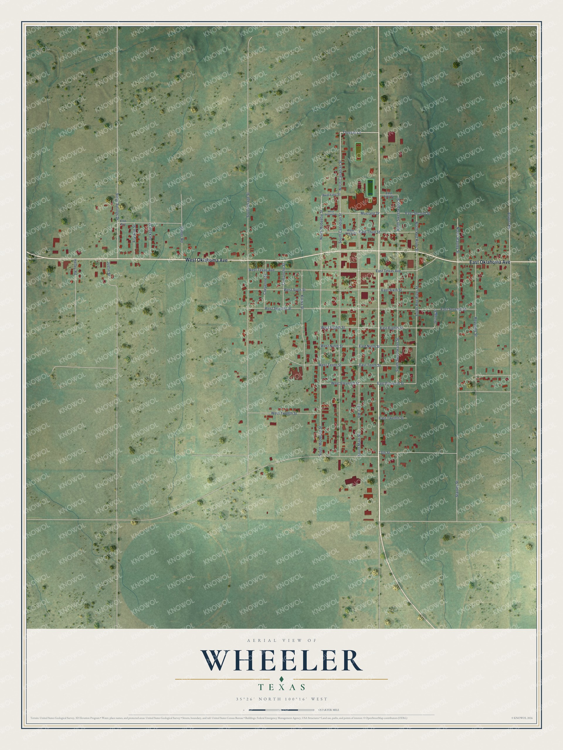 Watermarked full-map preview of Wheeler, Texas